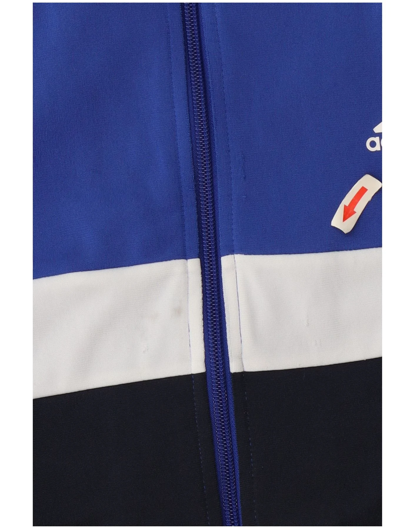 Adidas Boys Tracksuit Top Jacket 13-14 Years Blue Colourblock Polyester - Image 3