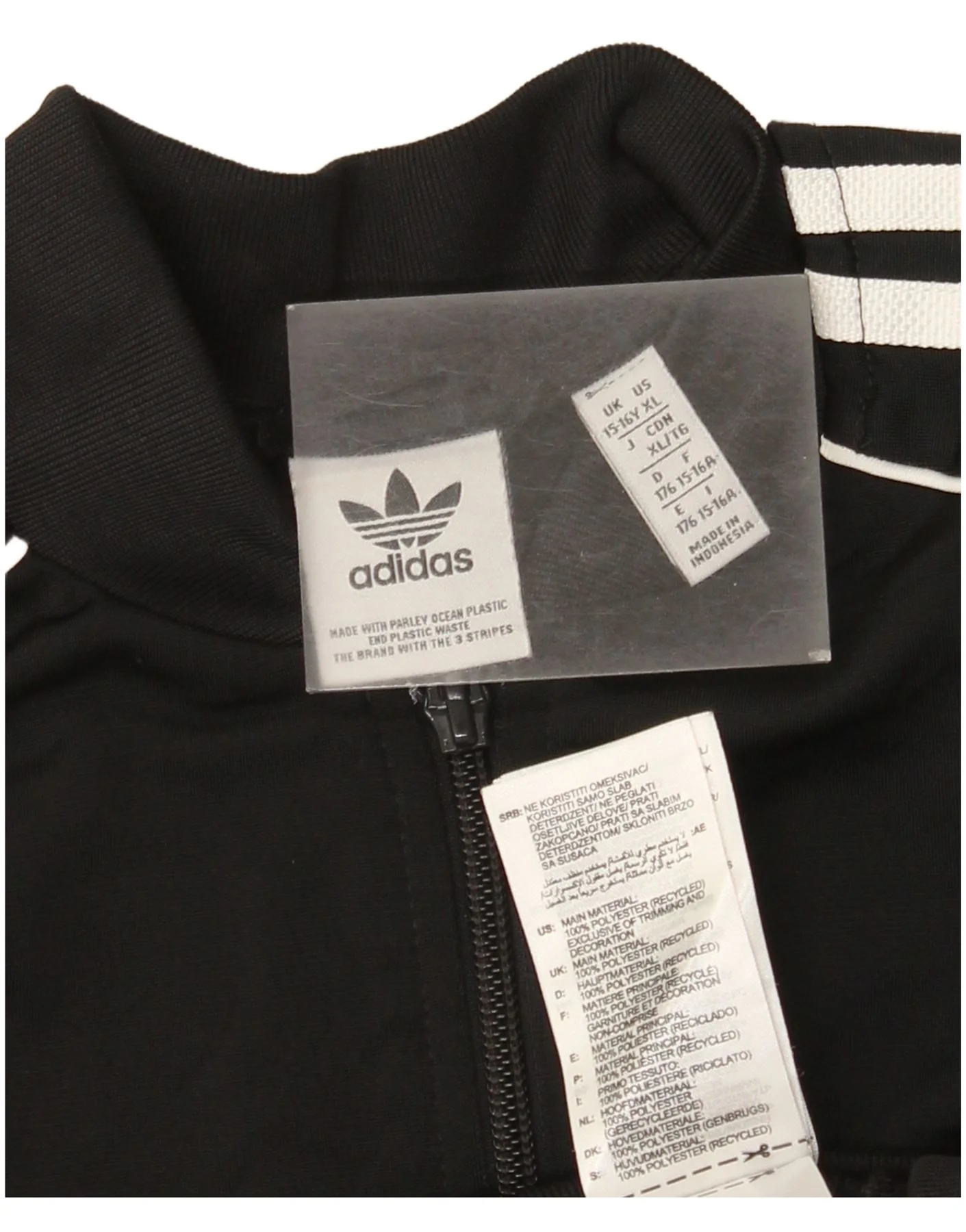 Adidas Boys Tracksuit Top Jacket 15-16 Years Black Polyester - Image 4