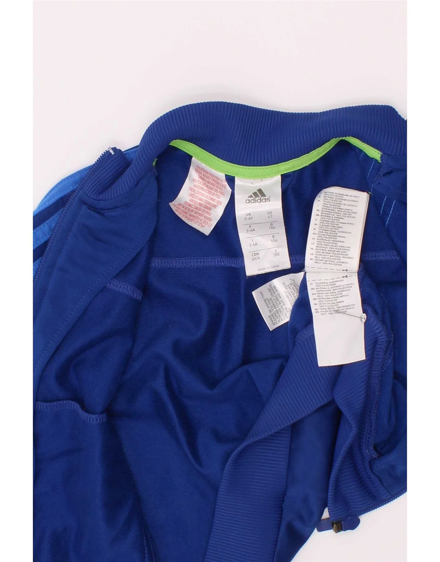 Adidas Boys Tracksuit Top Jacket 3-4 Years Navy Blue Polyester - Image 3