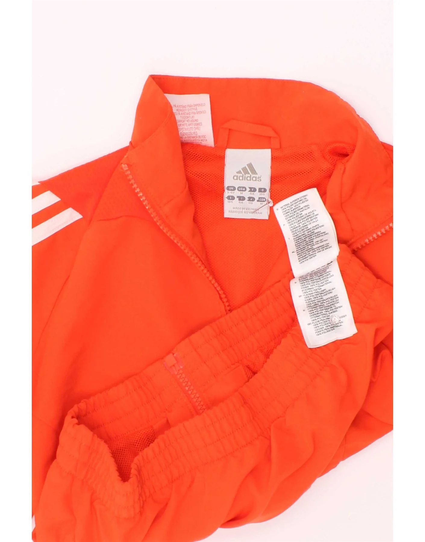 Adidas Boys Tracksuit Top Jacket 3-4 Years Orange Polyester - Image 4