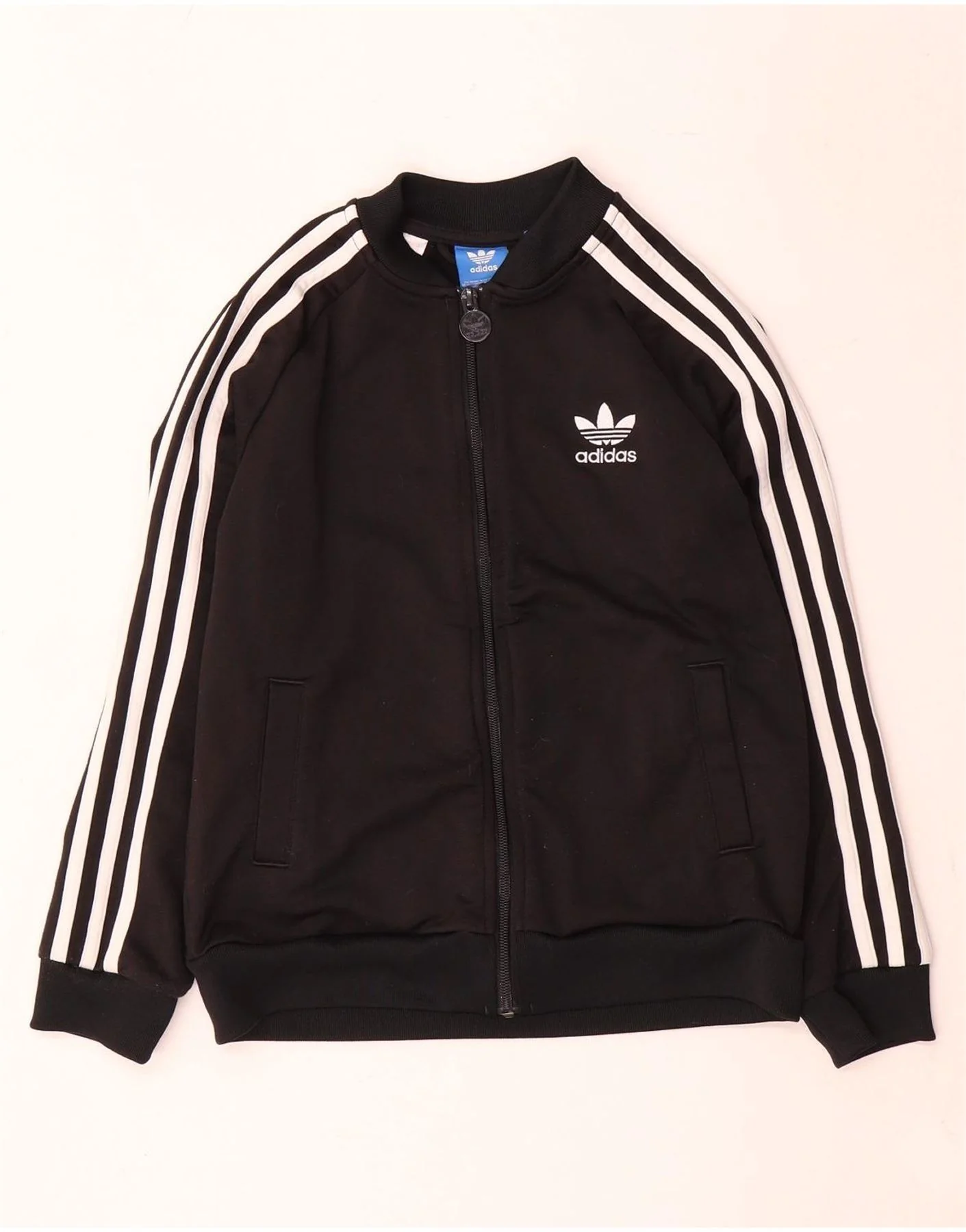 Adidas Boys Tracksuit Top Jacket 9-10 Years Black Polyester
