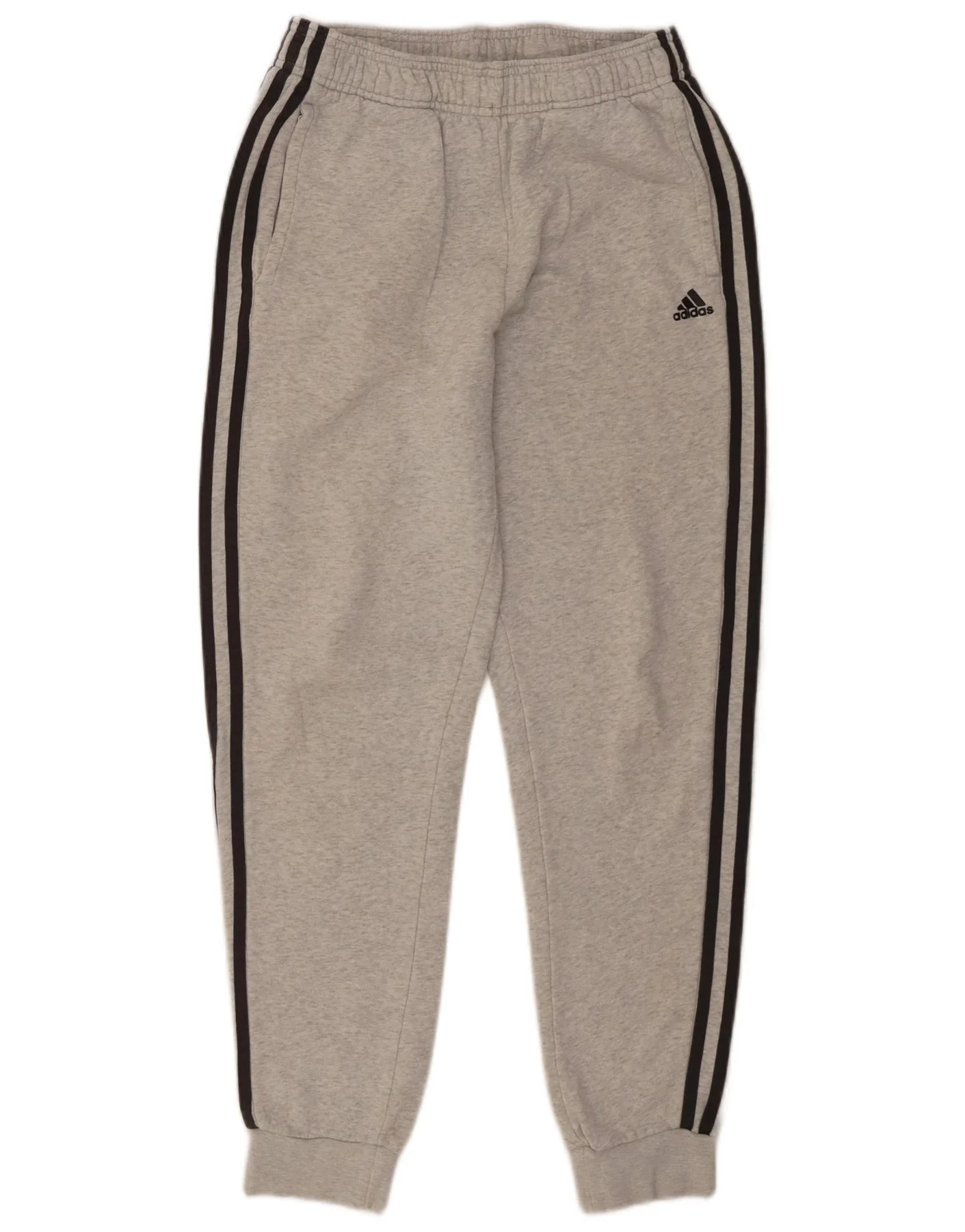 Adidas Boys Tracksuit Trousers Joggers 13-14 Years Grey Flecked Cotton