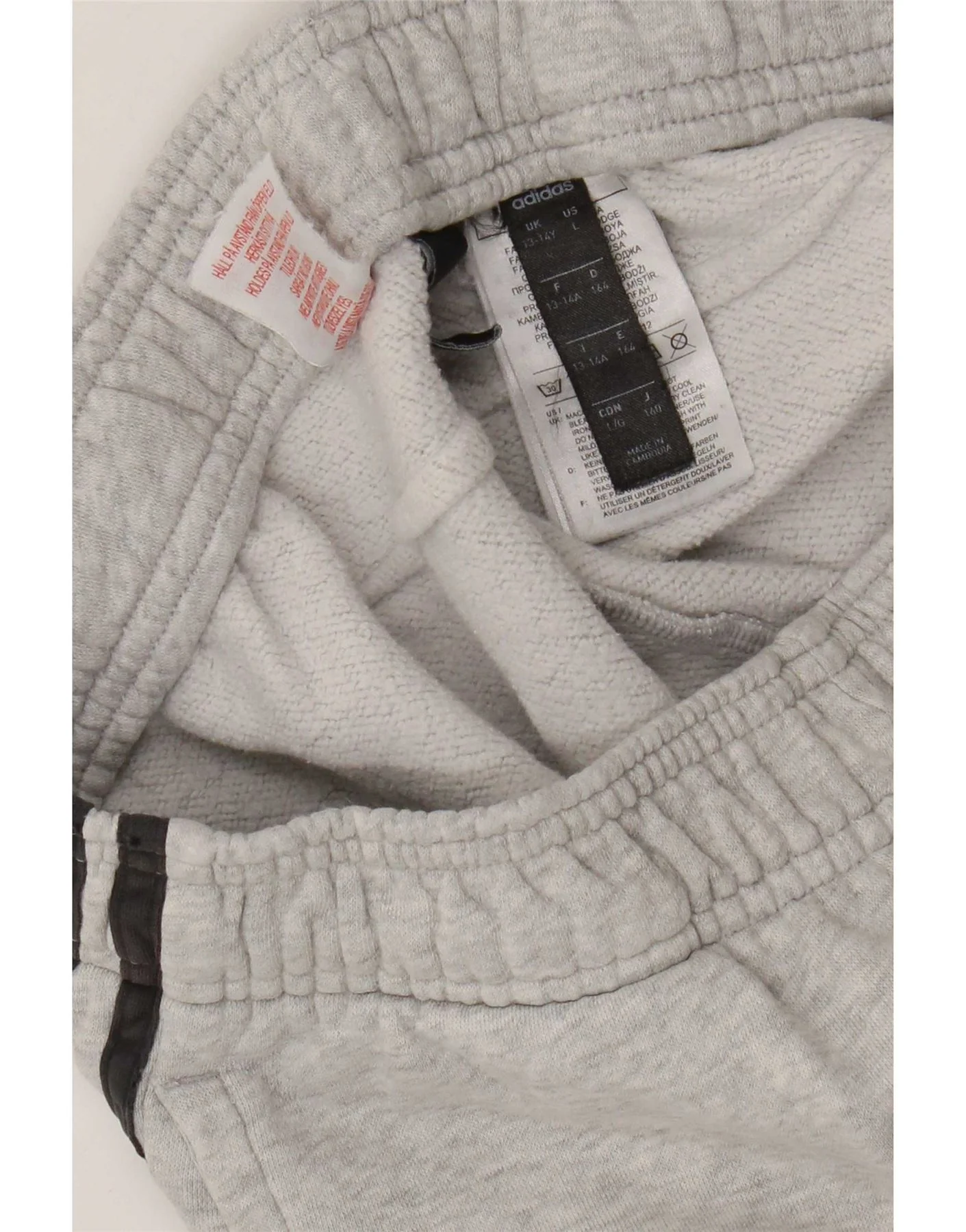 Adidas Boys Tracksuit Trousers Joggers 13-14 Years Grey Flecked Cotton - Image 4