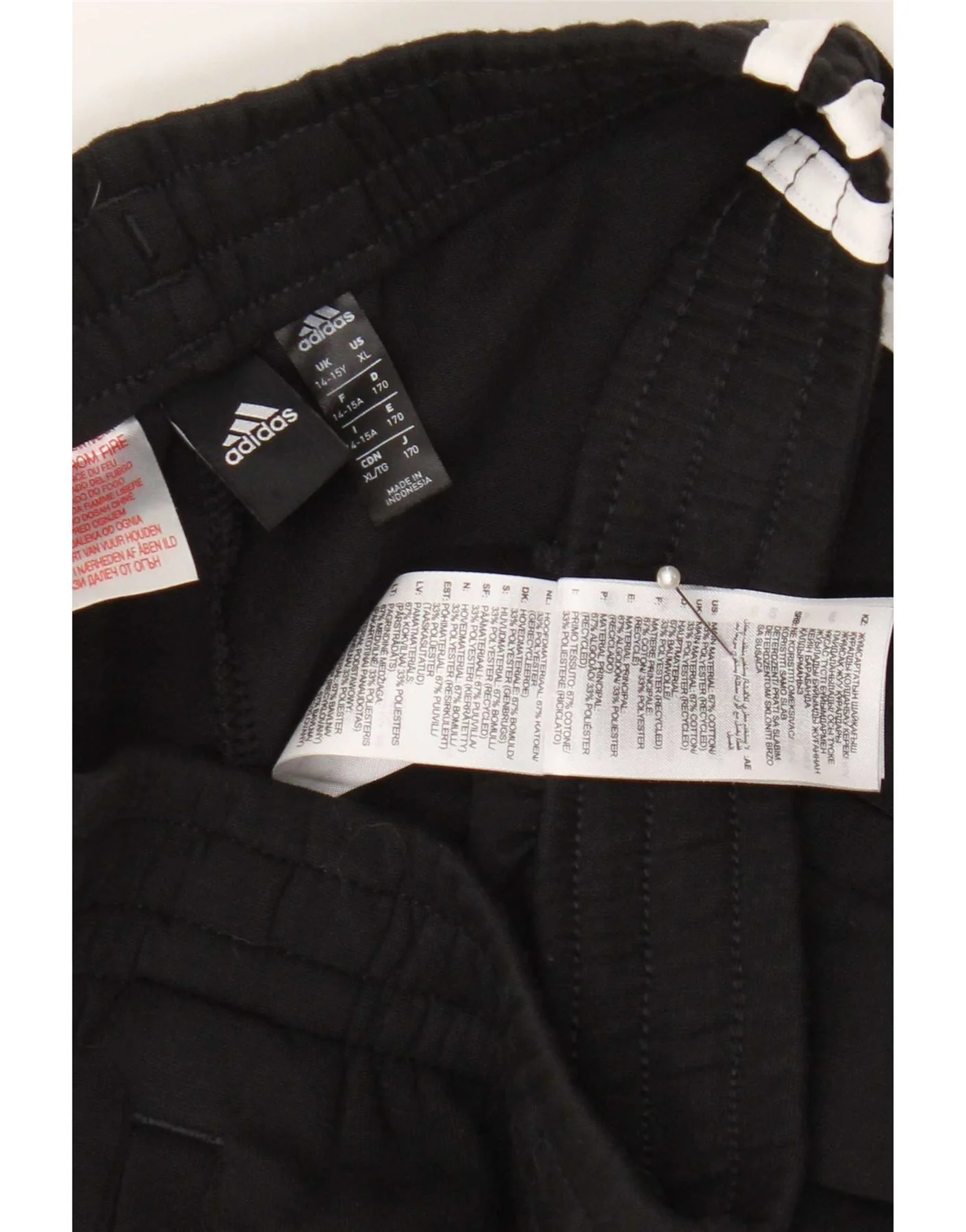 Adidas Boys Tracksuit Trousers Joggers 14-15 Years Black Cotton - Image 3