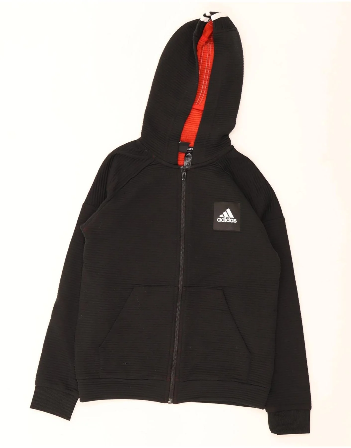 Adidas Boys Zip Hoodie Sweater 11-12 Years Black Cotton