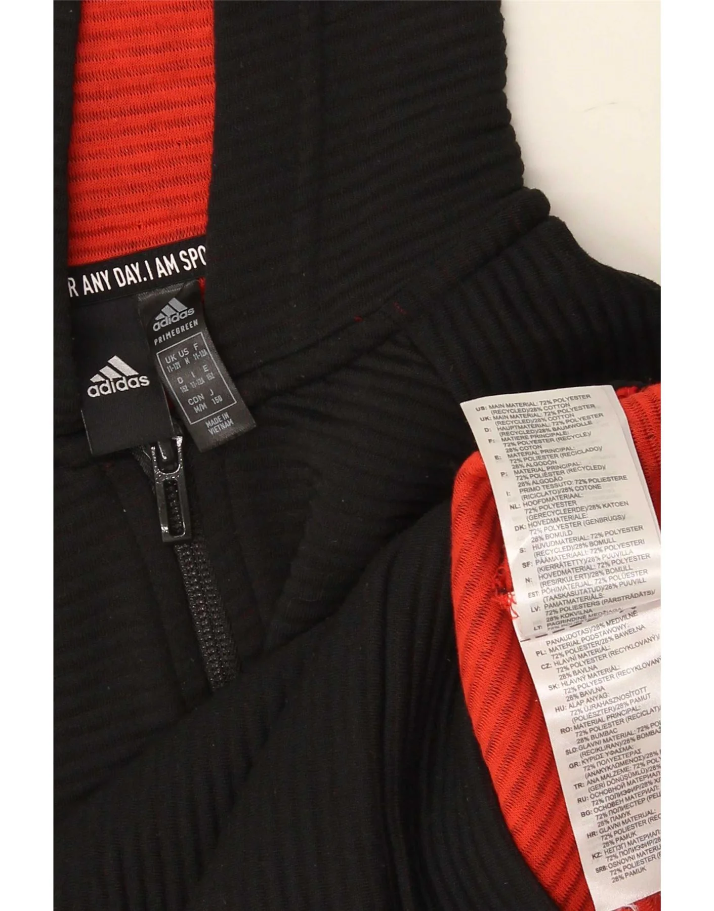Adidas Boys Zip Hoodie Sweater 11-12 Years Black Cotton - Image 3