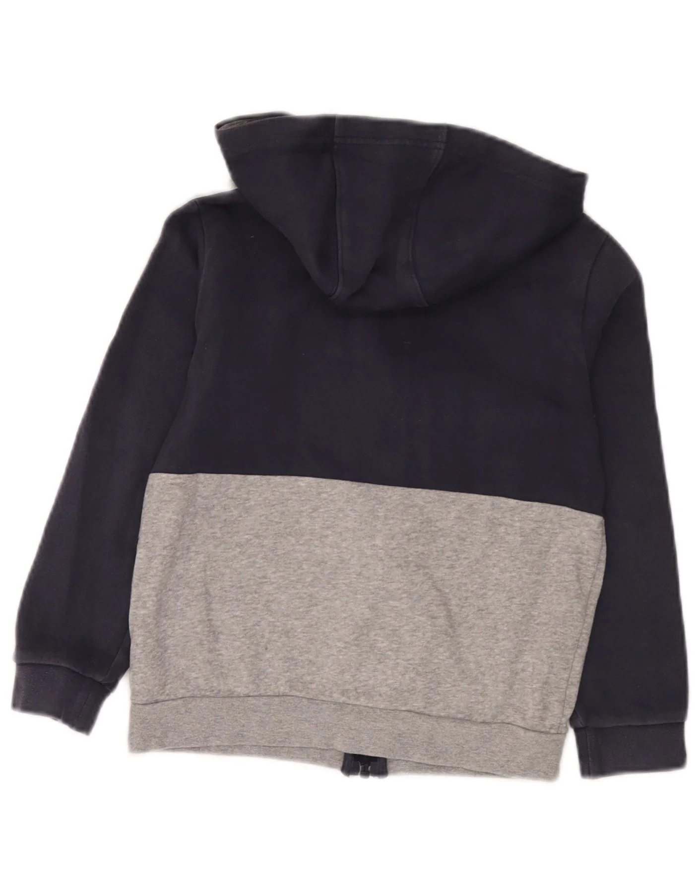 Adidas Boys Zip Hoodie Sweater 9-10 Years Navy Blue Colourblock Cotton - Image 2