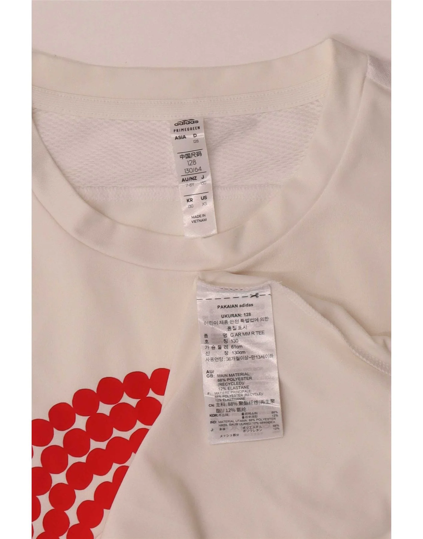 Adidas Girls Aeroready Graphic T-Shirt Top 7-8 Years White Polyester - Image 3