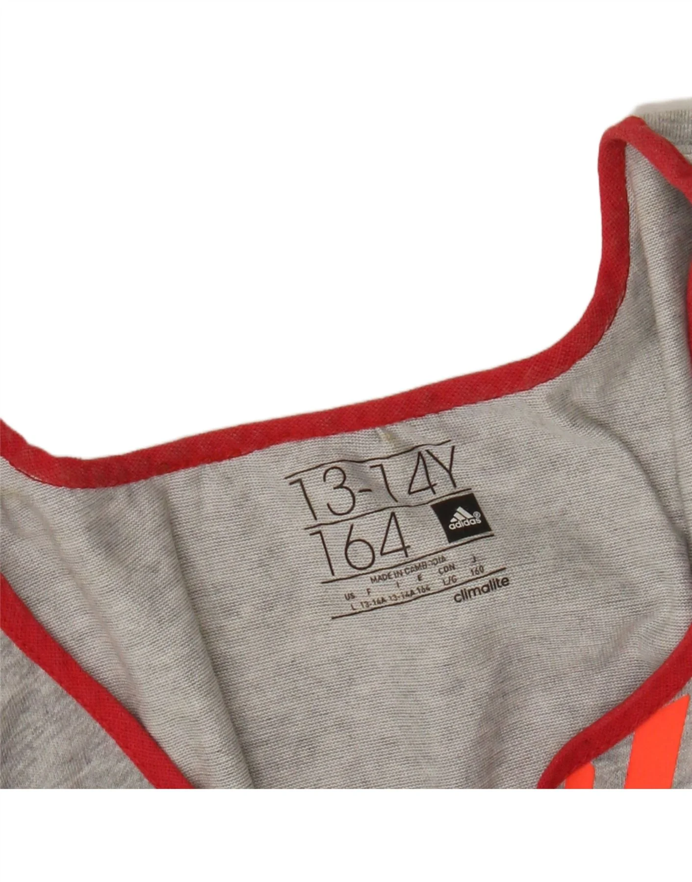 Adidas Girls Climalite Graphic T-Shirt Top 13-14 Years Grey - Image 4