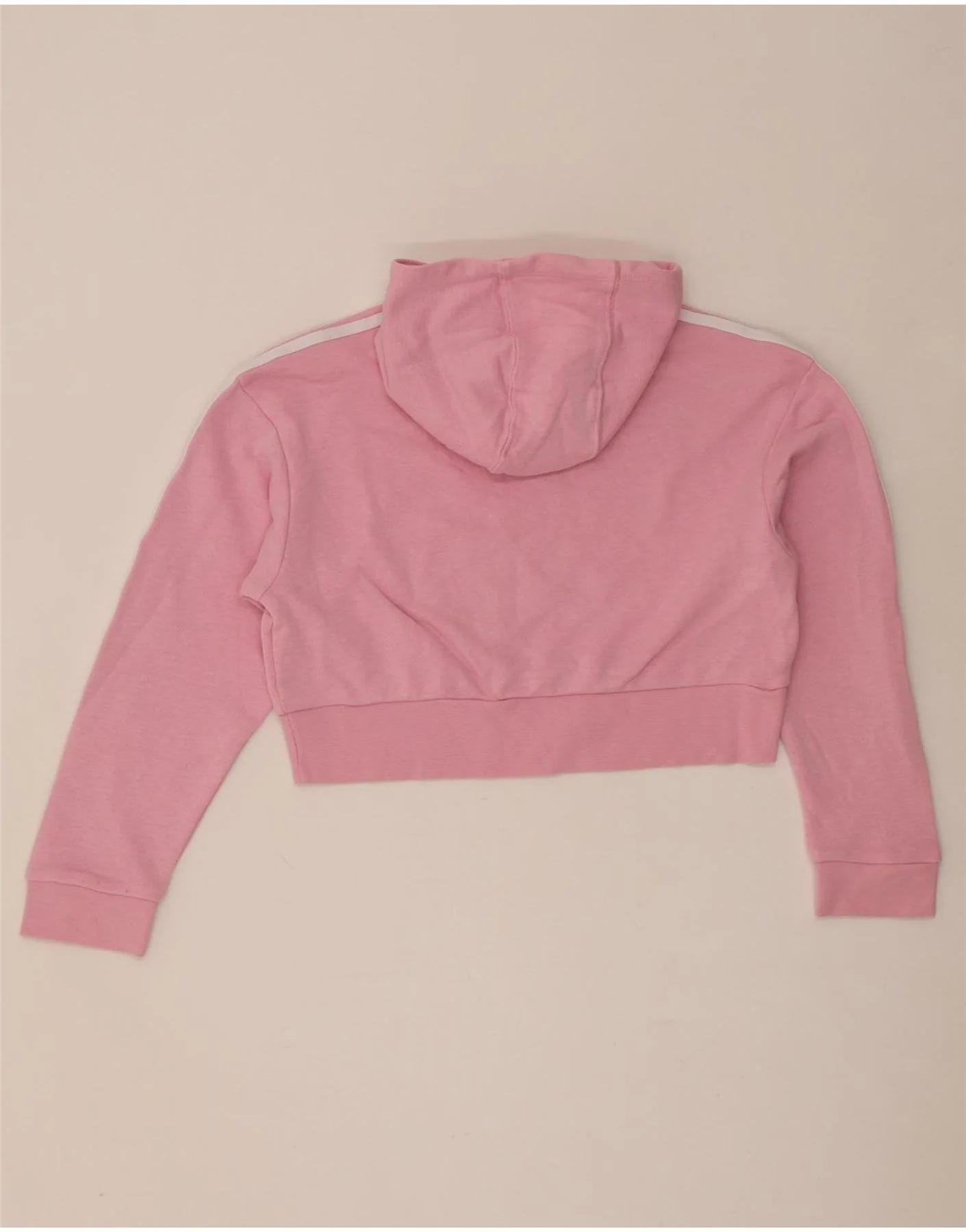 Adidas Girls Crop Graphic Hoodie Jumper 10-11 Years Pink Cotton - Image 2
