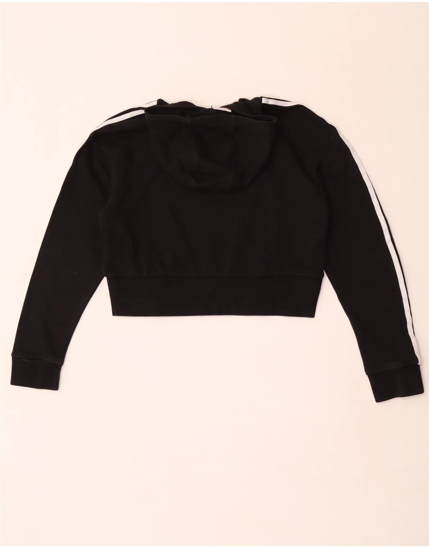 Adidas Girls Graphic Crop Hoodie Jumper 12-13 Years Black Cotton - Image 2