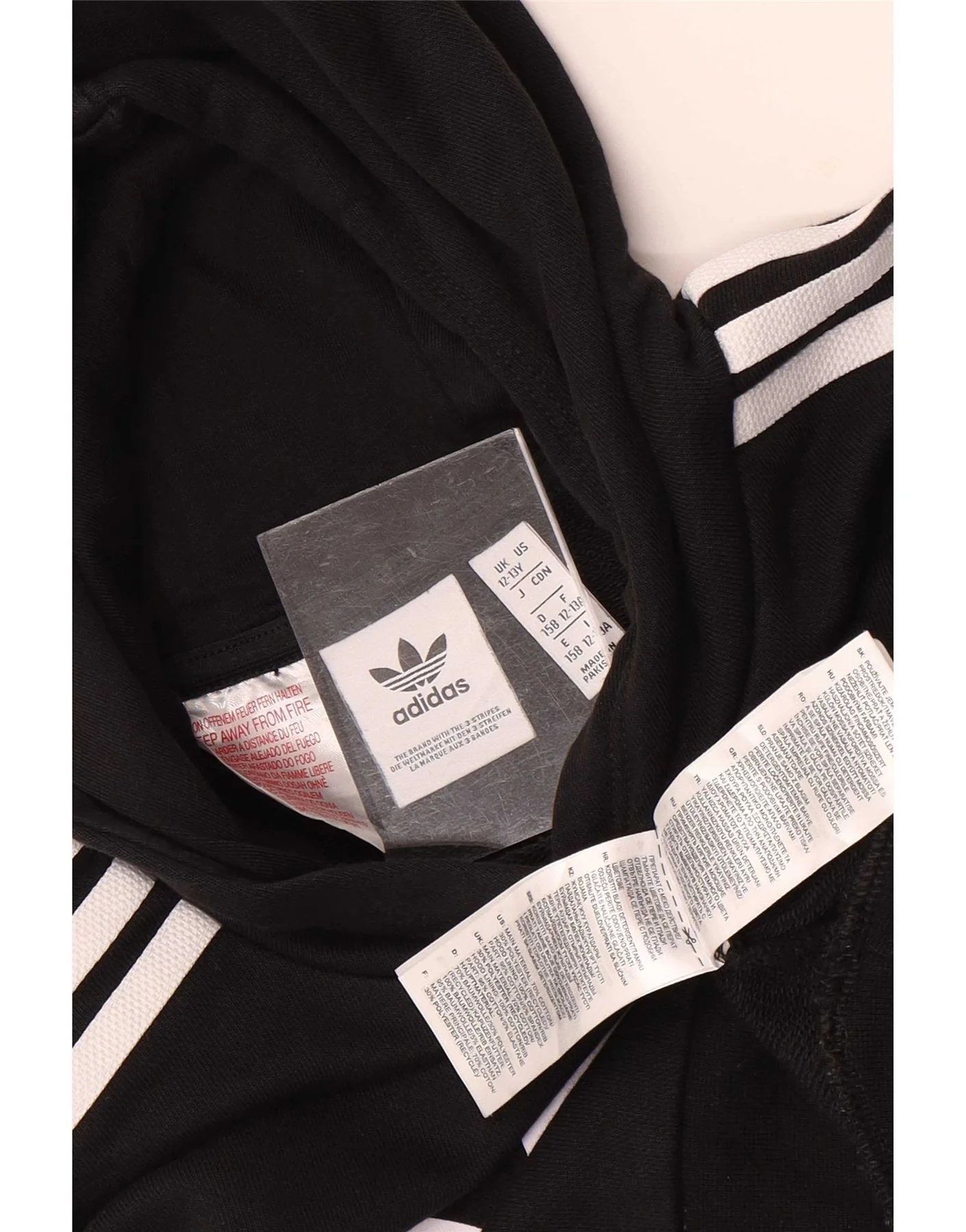 Adidas Girls Graphic Crop Hoodie Jumper 12-13 Years Black Cotton - Image 3