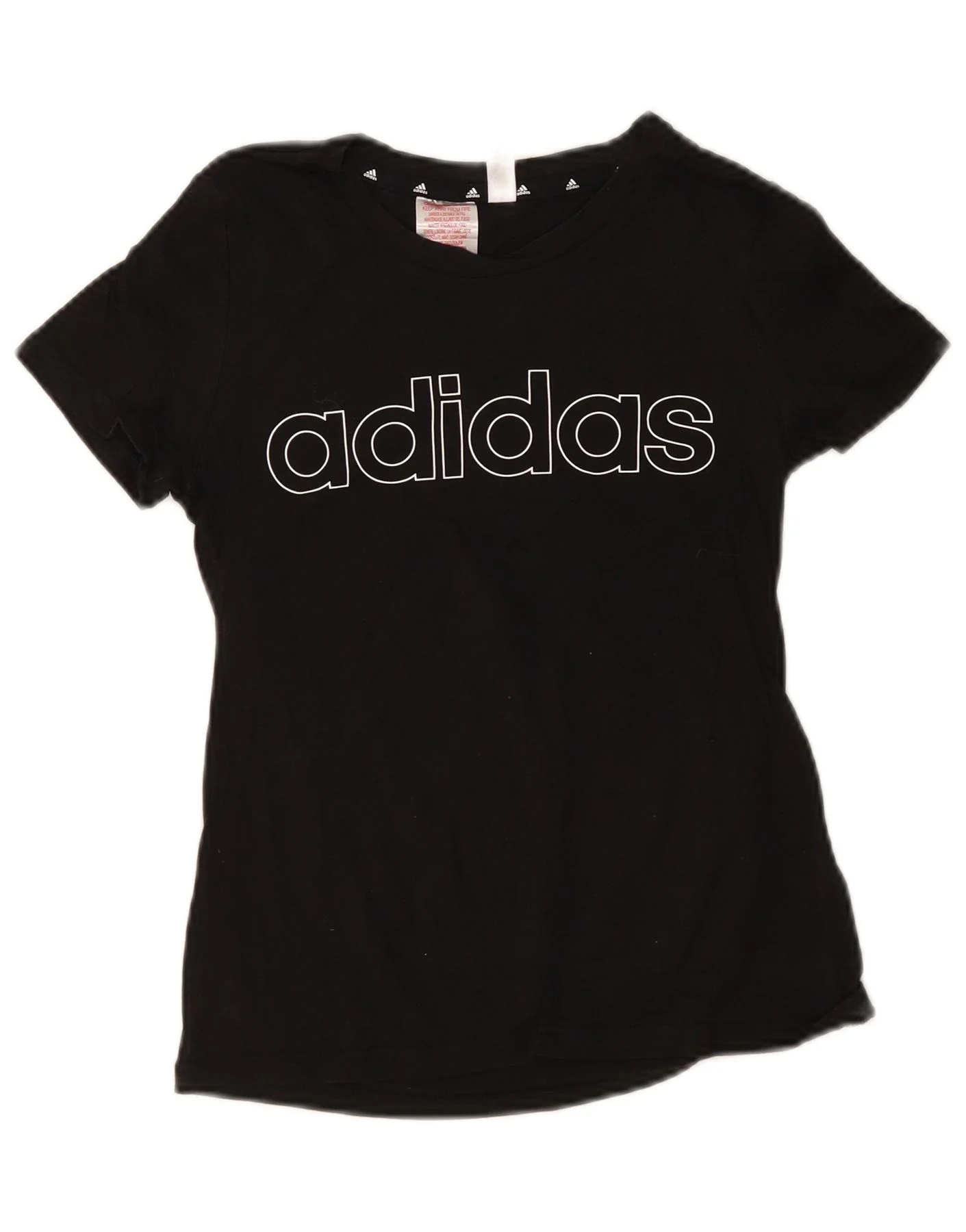 Adidas Girls Graphic T-Shirt Top 11-12 Years Black Cotton