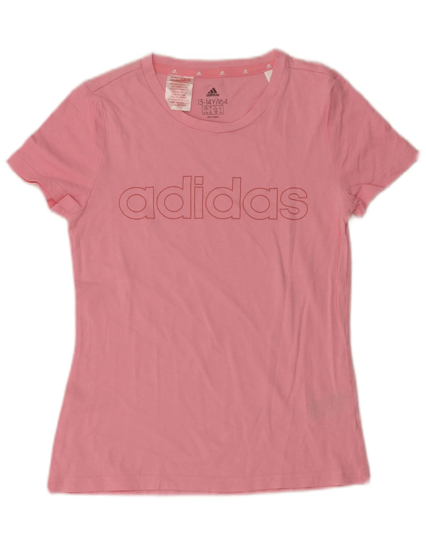 Adidas Girls Graphic T-Shirt Top 13-14 Years Pink Cotton