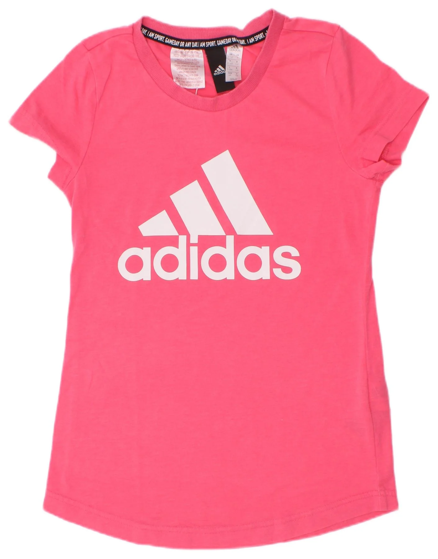 Adidas Girls Graphic T-Shirt Top 9-10 Years Pink Cotton