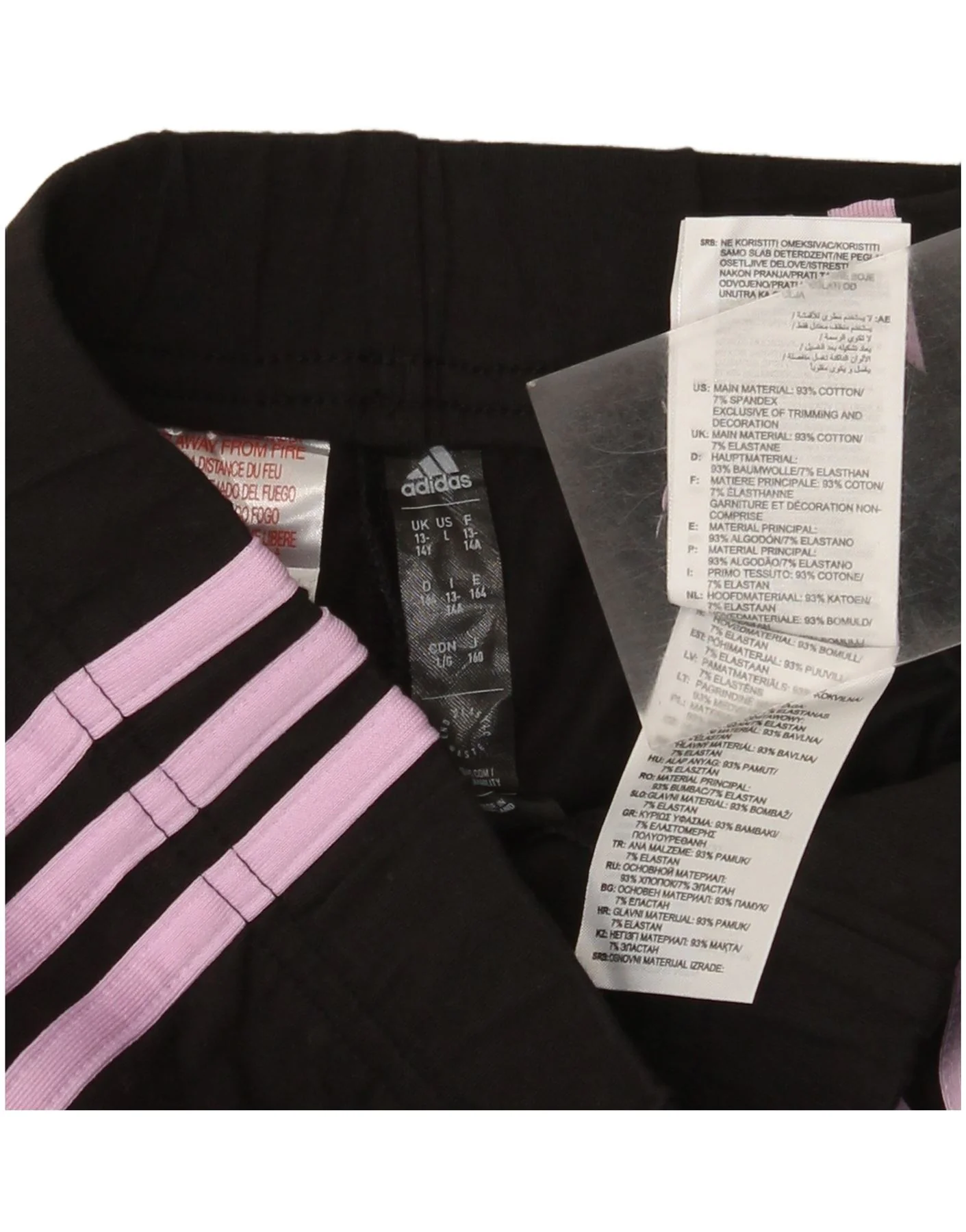 Adidas Girls Leggings 13-14 Years Black Cotton - Image 3