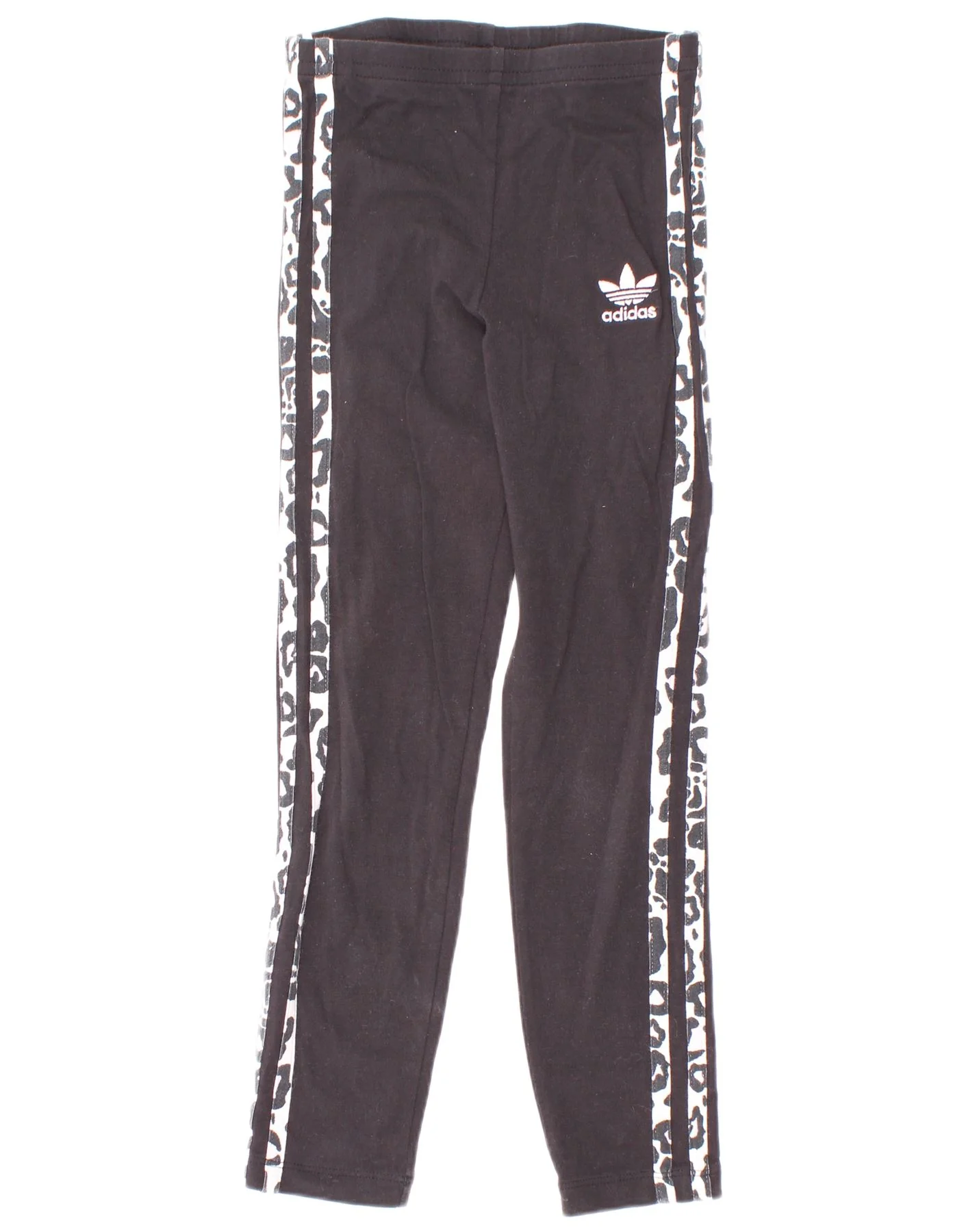 Adidas Girls Leggings 6-7 Years Black Animal Print Cotton