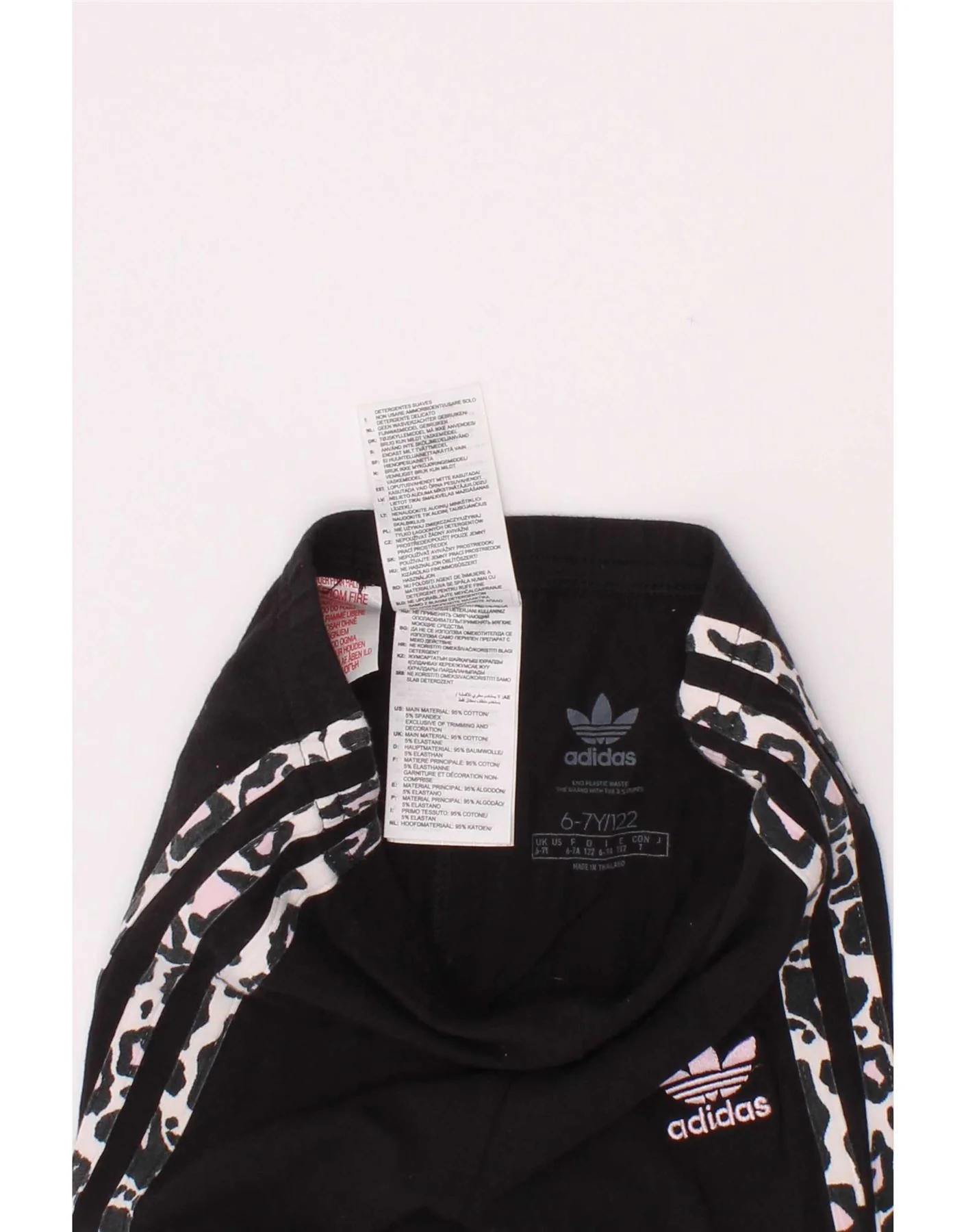 Adidas Girls Leggings 6-7 Years Black Animal Print Cotton - Image 3