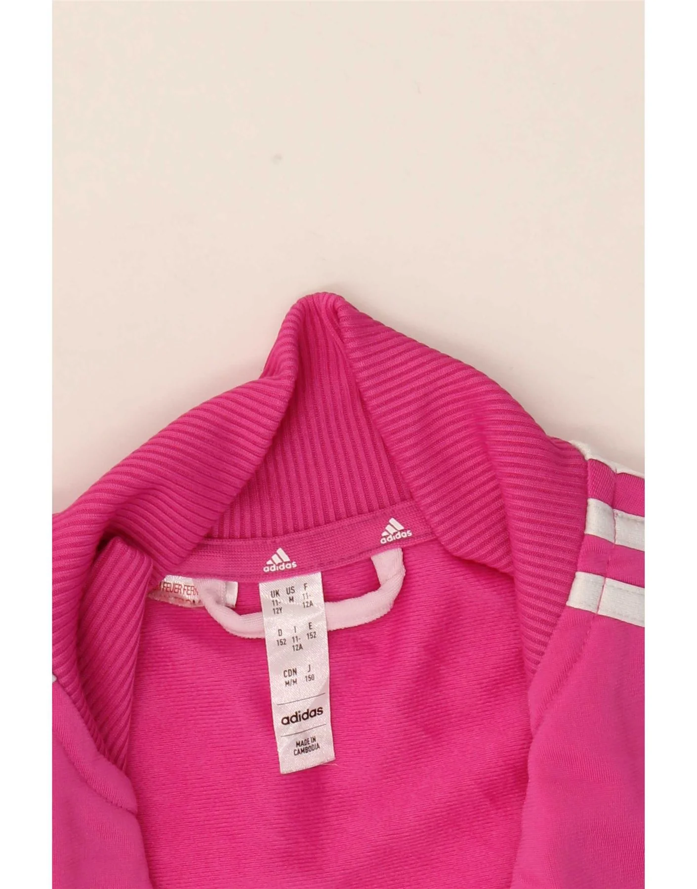 Adidas Girls Tracksuit Top Jacket 11-12 Years Pink Colourblock - Image 4