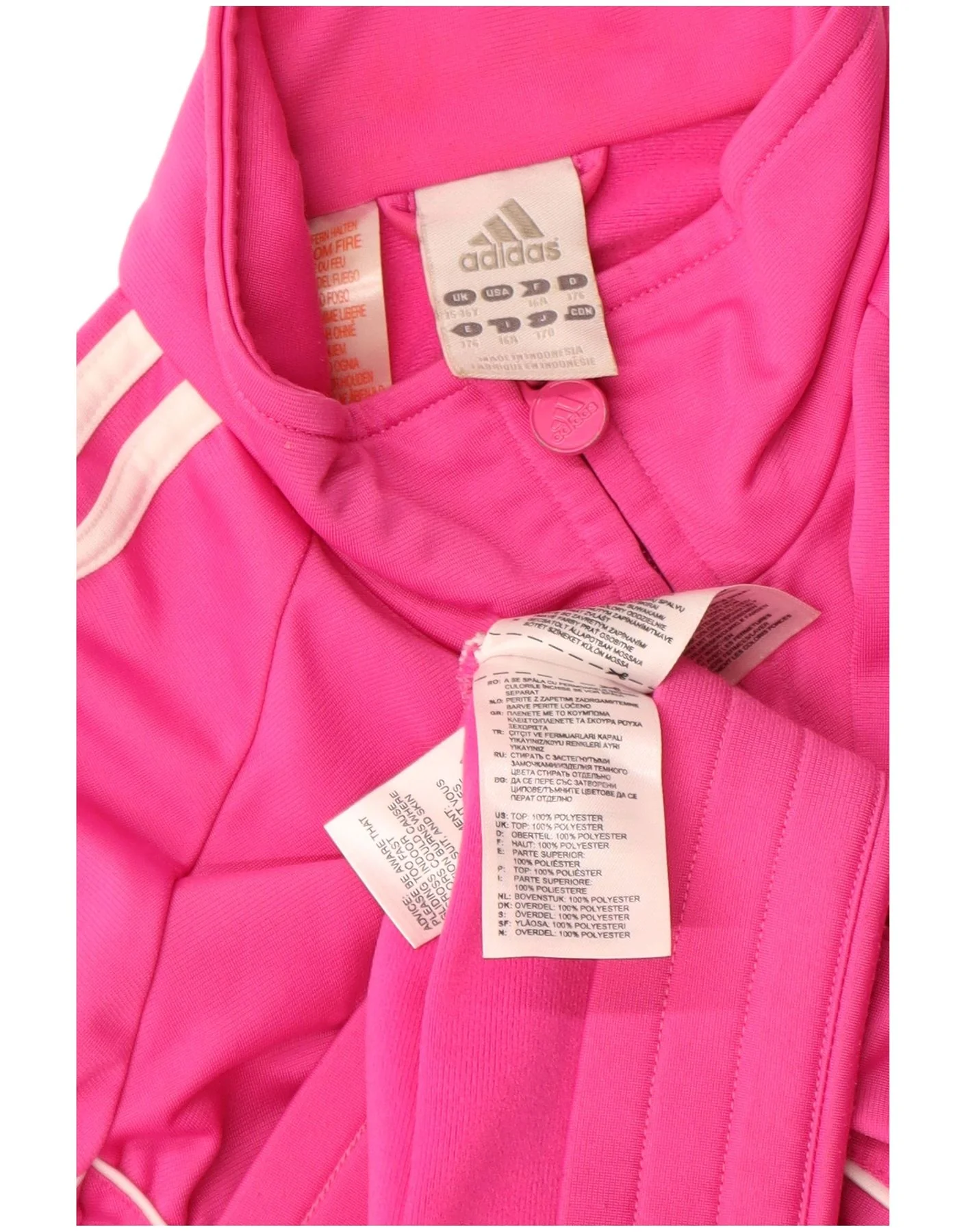 Adidas Girls Tracksuit Top Jacket 15-16 Years Pink Polyester - Image 3