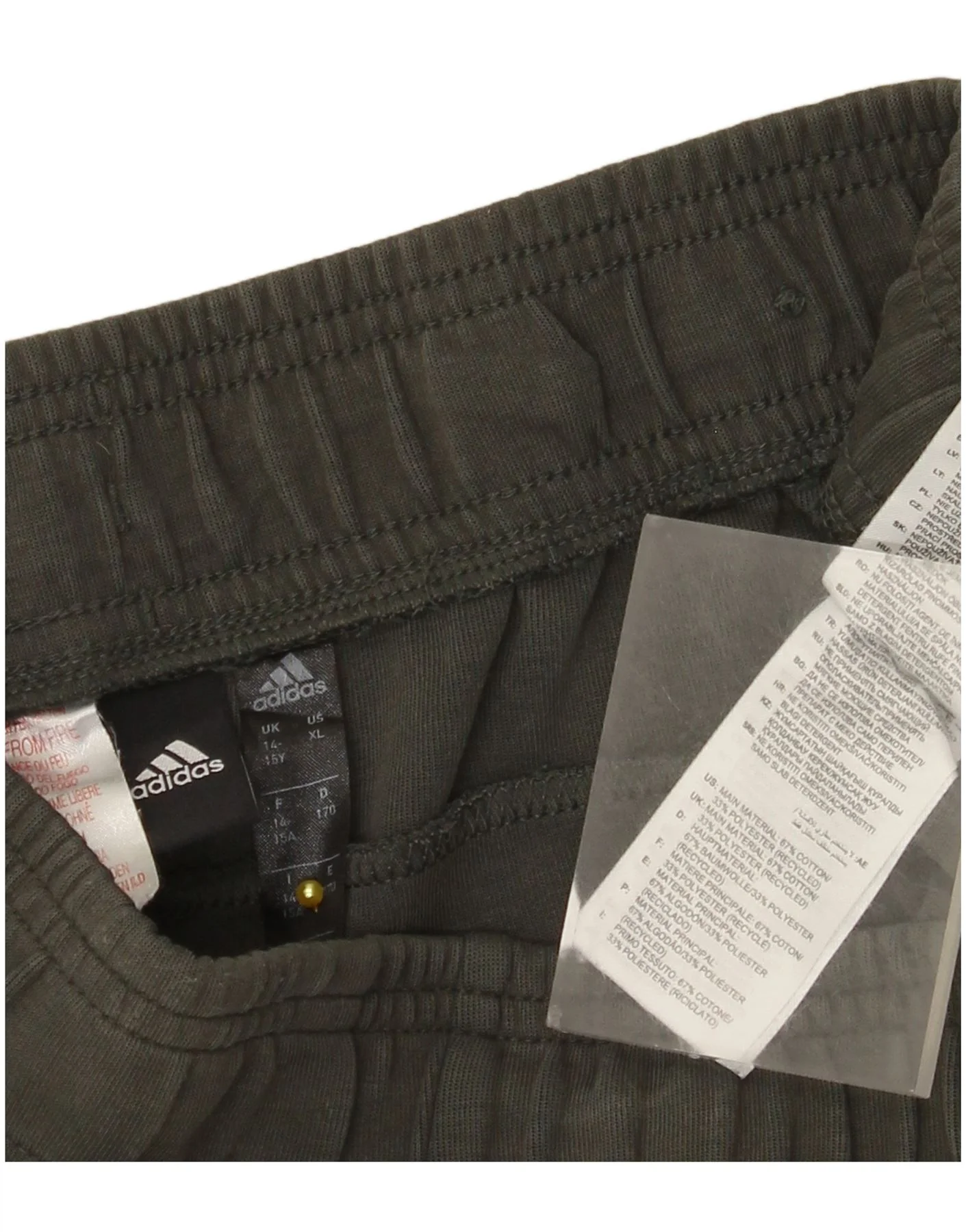 Adidas Girls Tracksuit Trousers Joggers 13-14 Years Khaki Cotton - Image 3