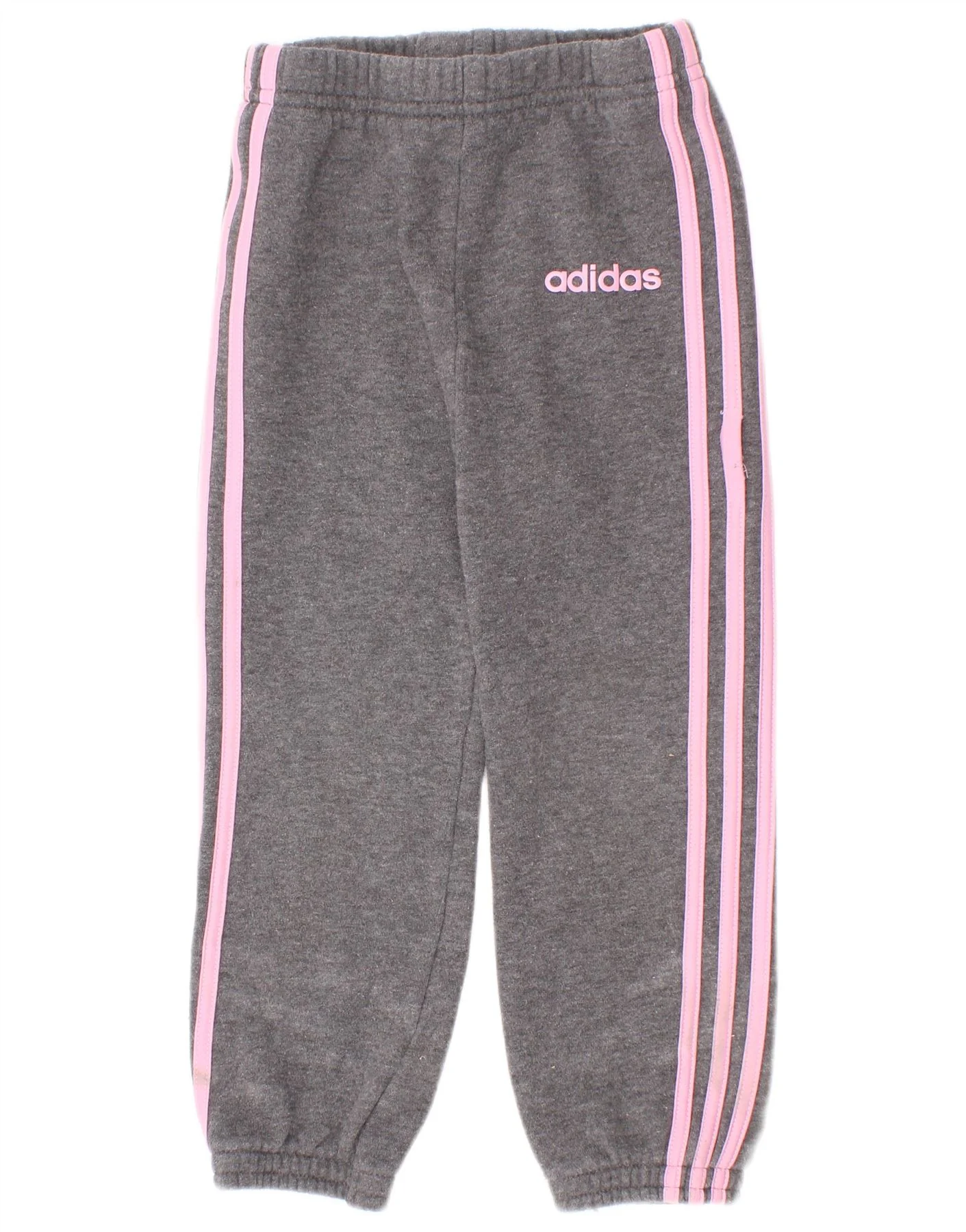 Adidas Girls Tracksuit Trousers Joggers 2-3 Years Grey Cotton