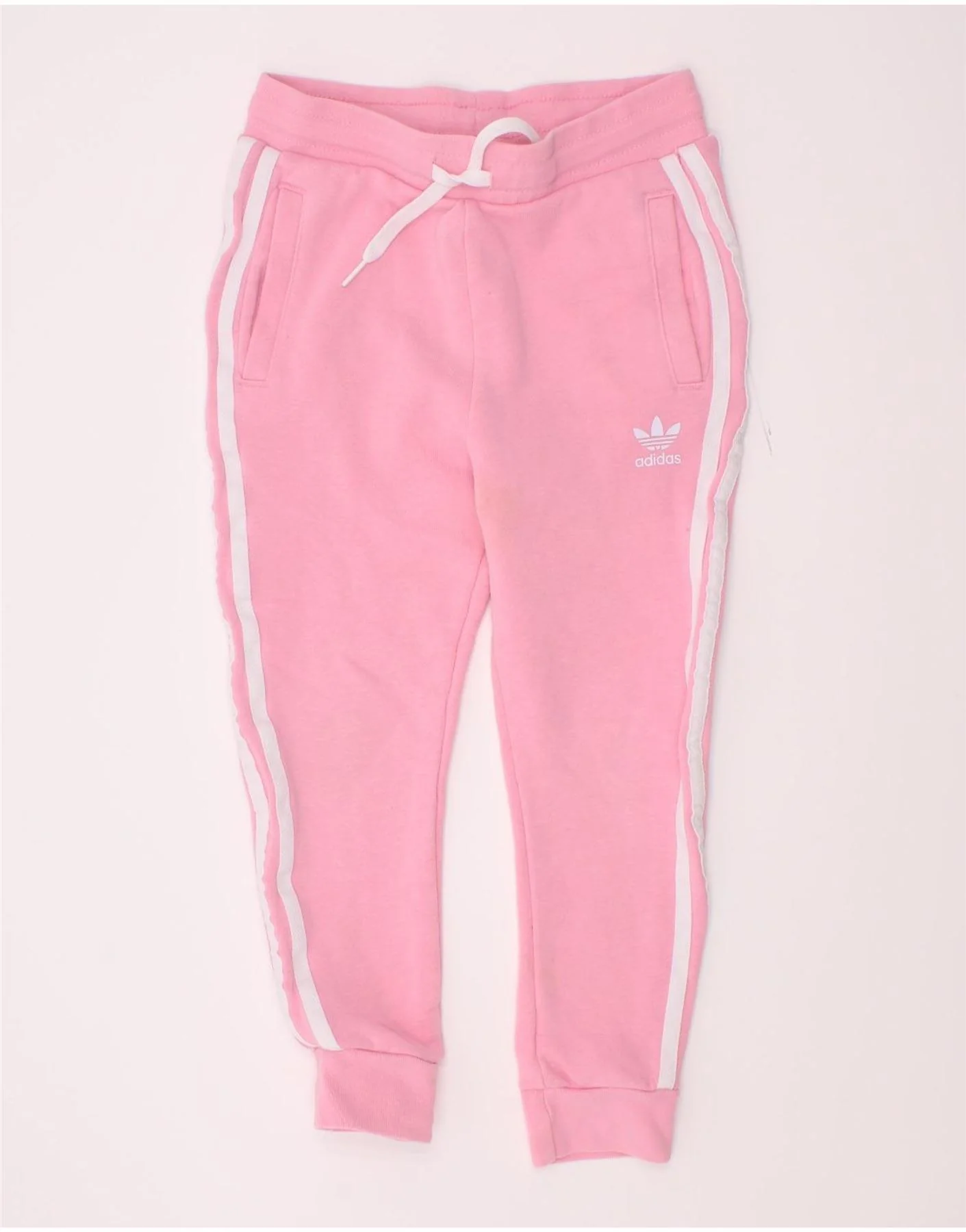 Adidas Girls Tracksuit Trousers Joggers 5-6 Years Pink Cotton