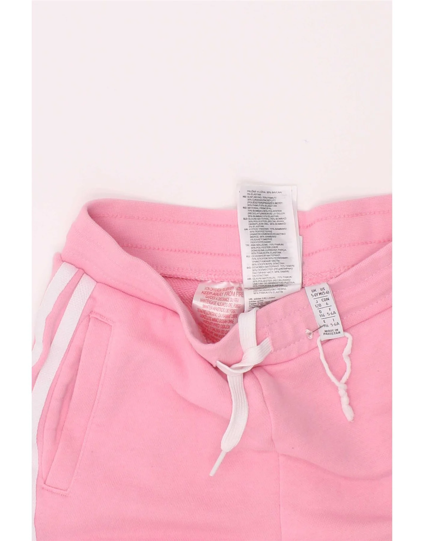 Adidas Girls Tracksuit Trousers Joggers 5-6 Years Pink Cotton - Image 4
