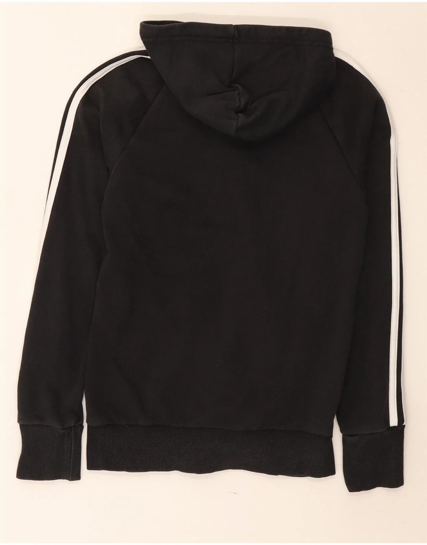 Adidas Girls Zip Hoodie Sweater 13-14 Years Black Cotton - Image 2