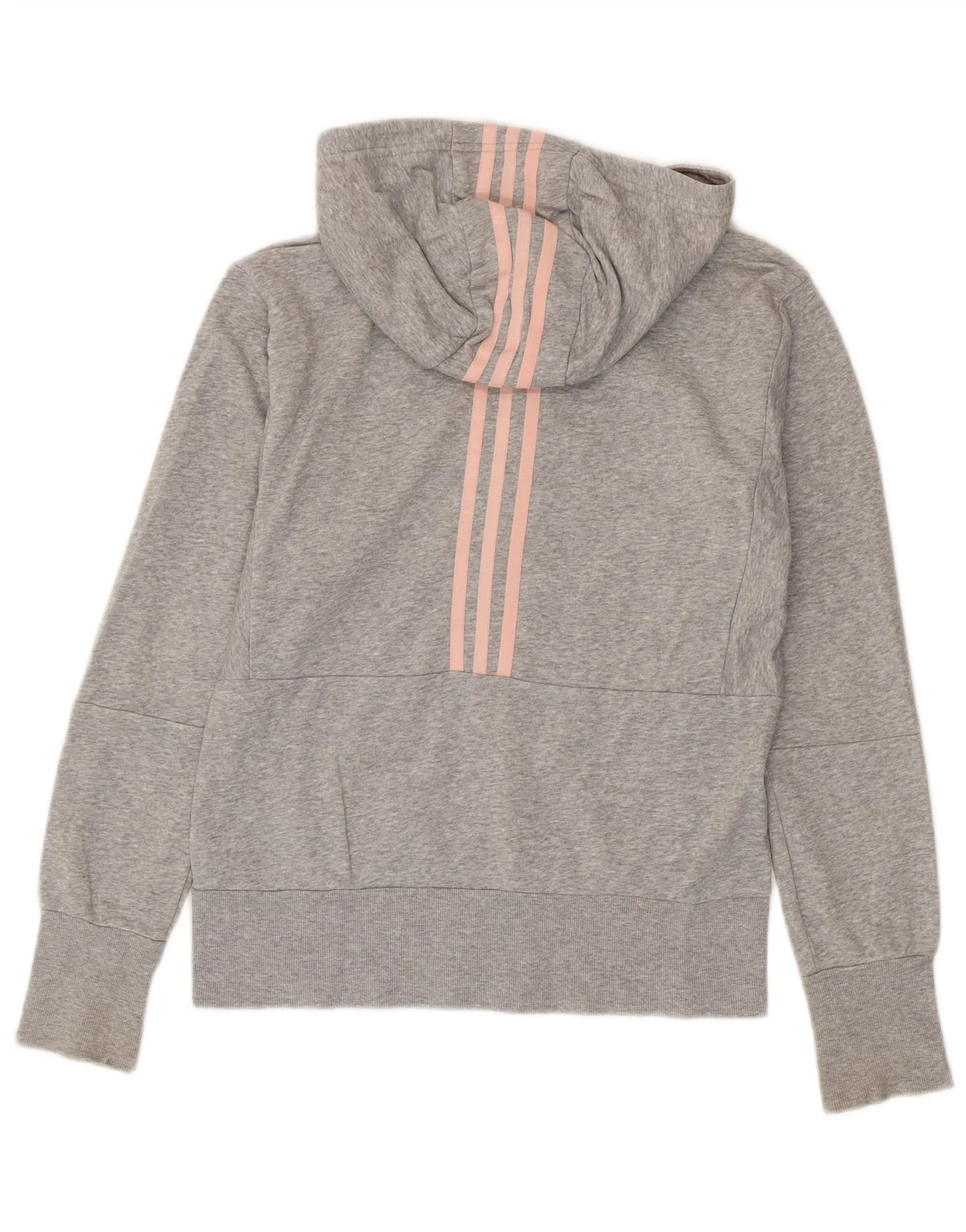 Adidas Girls Zip Hoodie Sweater 14-15 Years Grey Cotton - Image 2