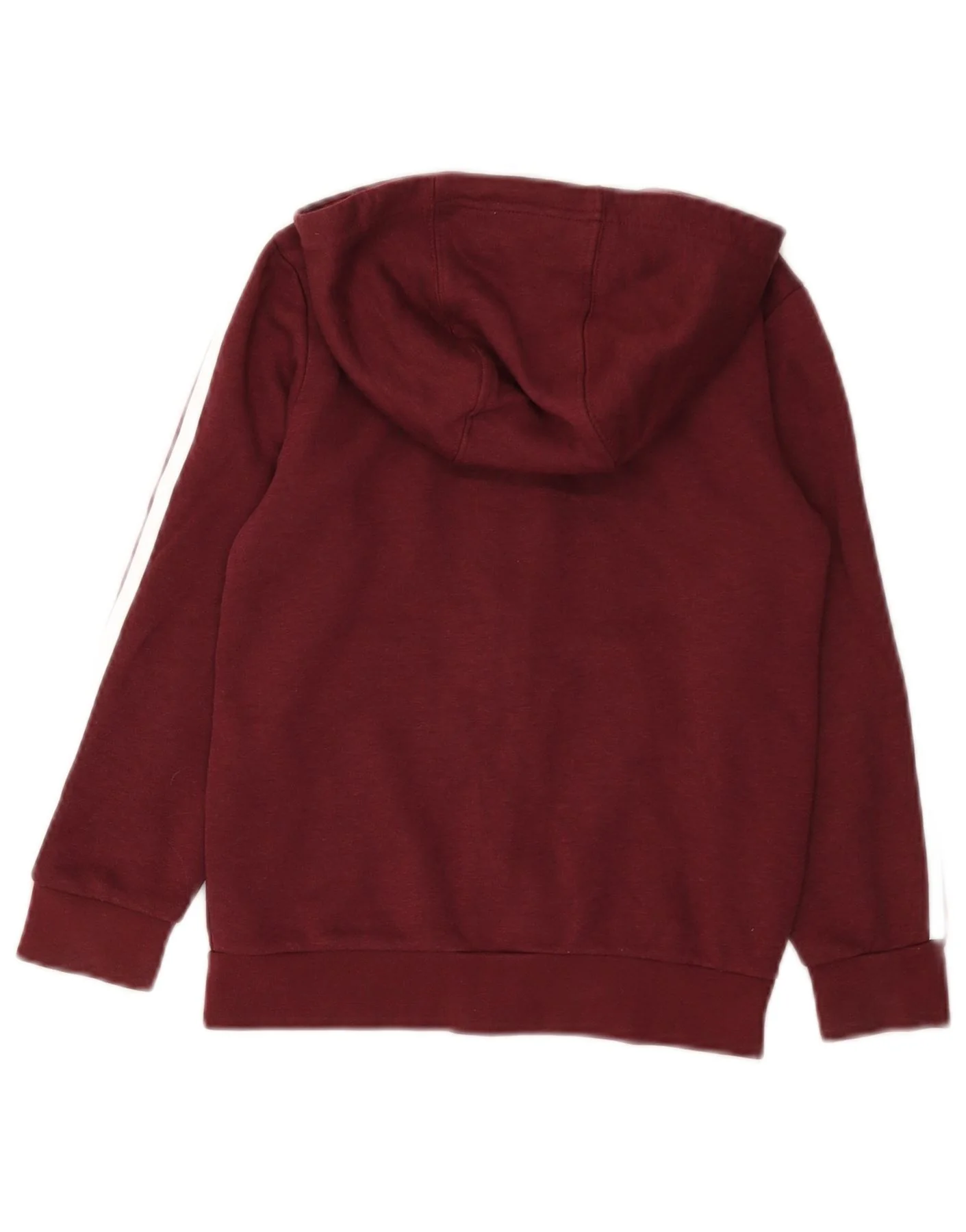 Adidas Girls Zip Hoodie Sweater 7-8 Years Burgundy Cotton - Image 2
