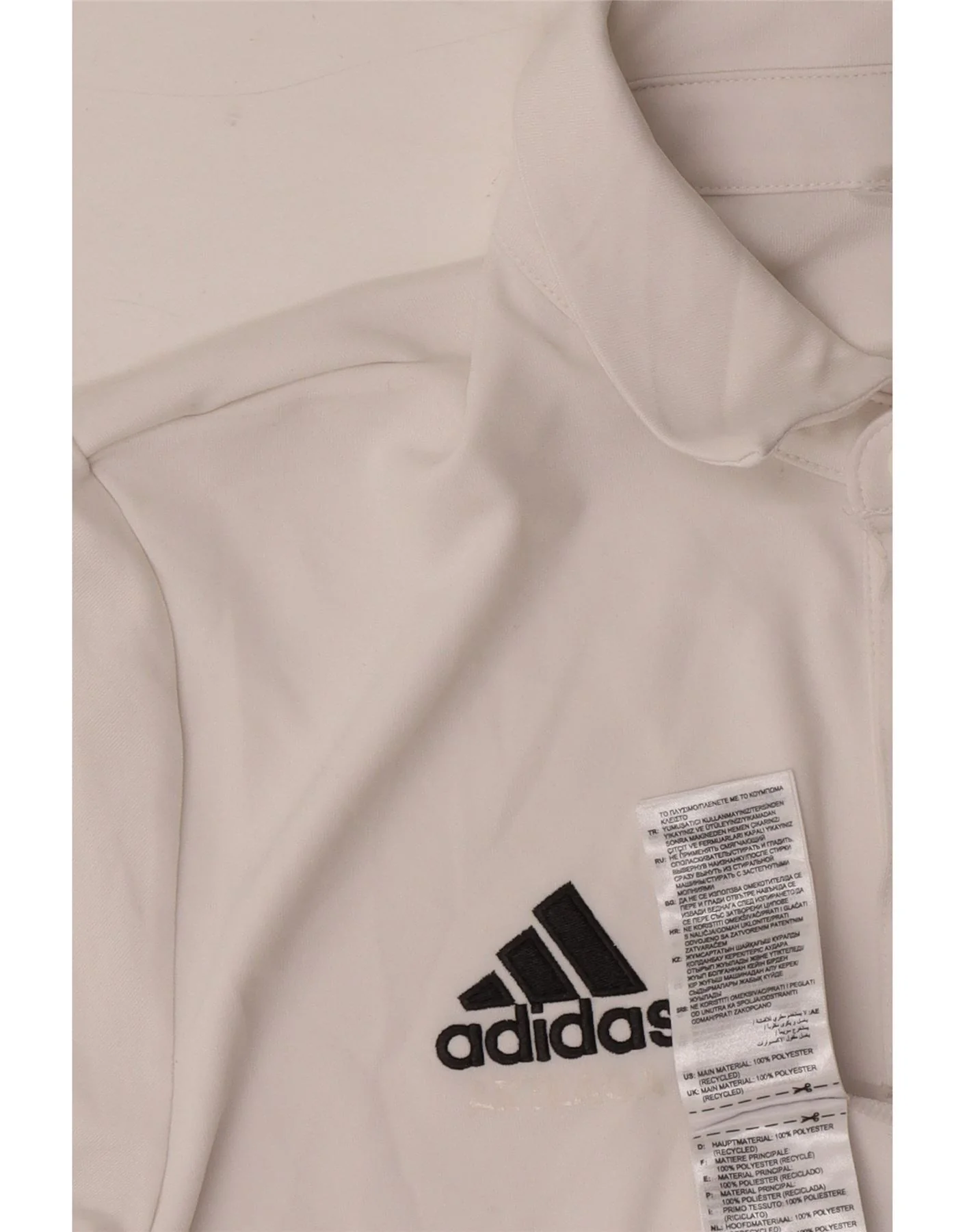 Adidas Mens Aeroready Polo Shirt Small White Polyester - Image 4