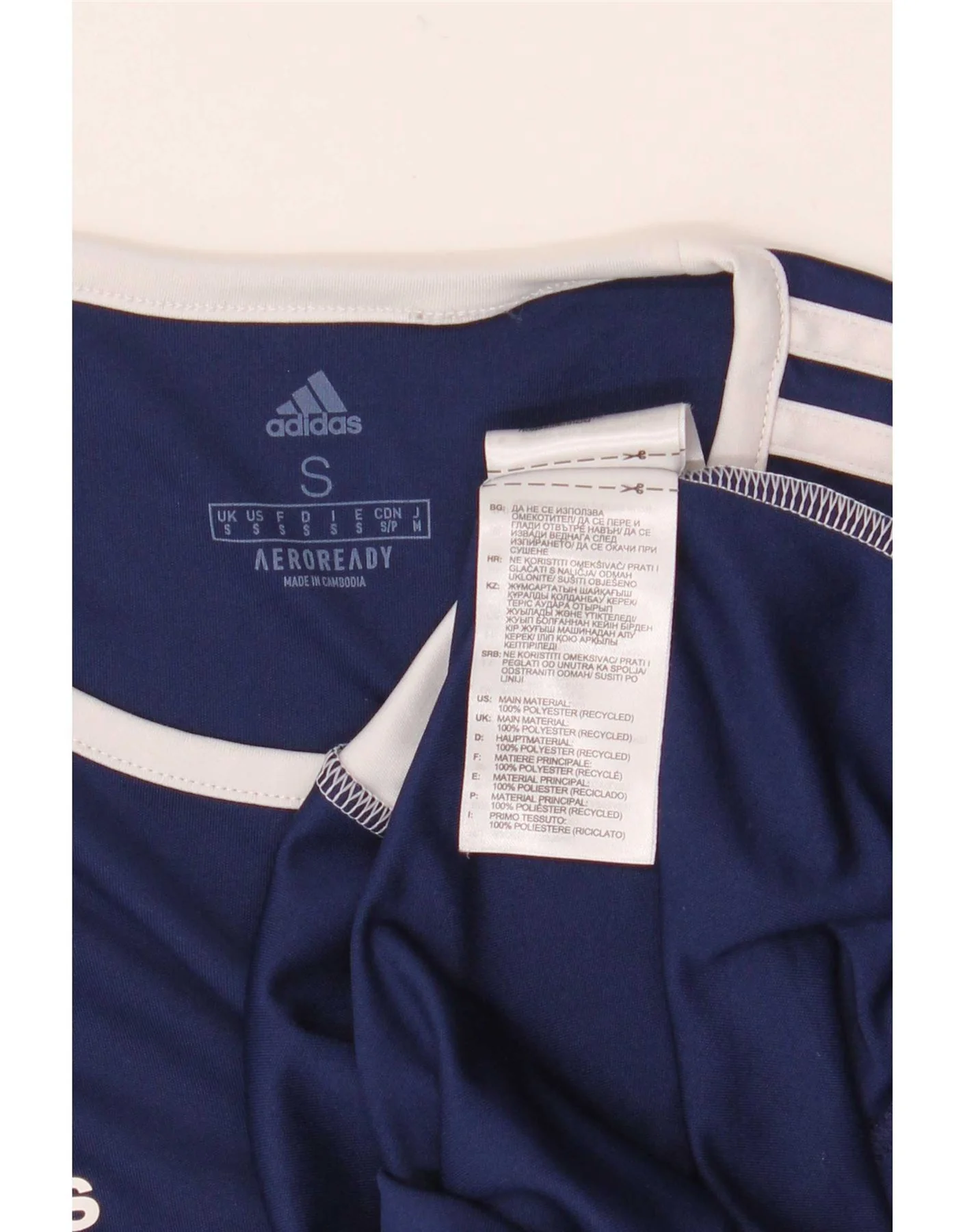 Adidas Mens Aeroready T-Shirt Top Small Navy Blue Colourblock Polyester - Image 4