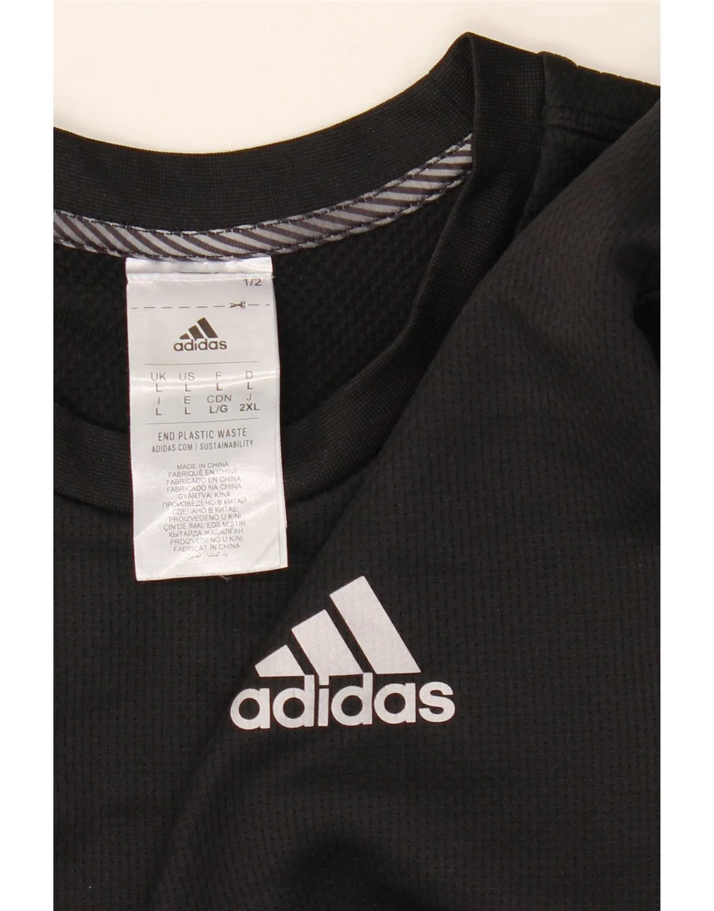 Adidas Mens Aeroready Top Long Sleeve Large Black Colourblock Polyester - Image 4