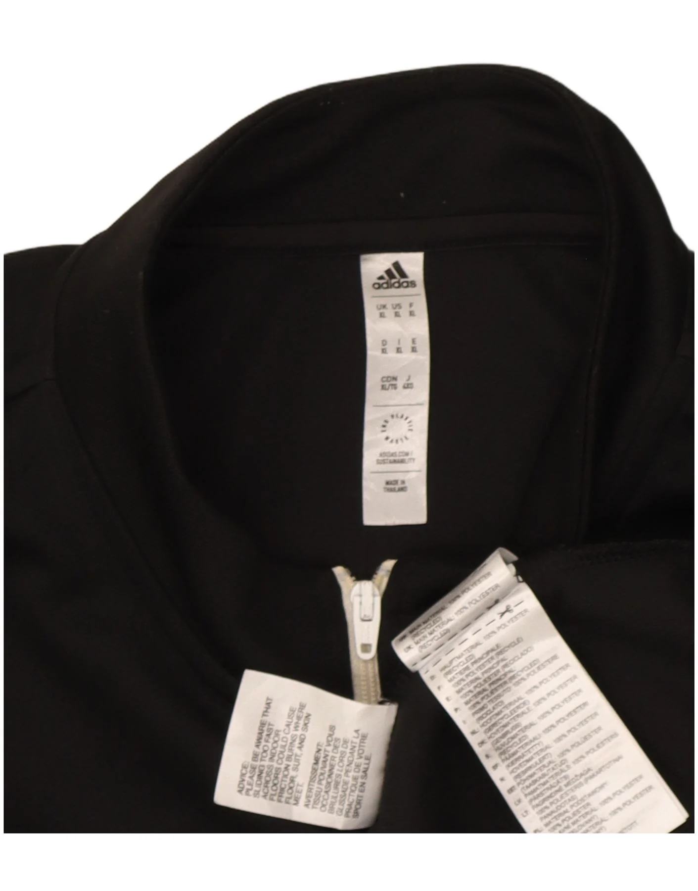 Adidas Mens Aeroready Zip Neck Pullover Tracksuit Top XL Black Polyester - Image 3