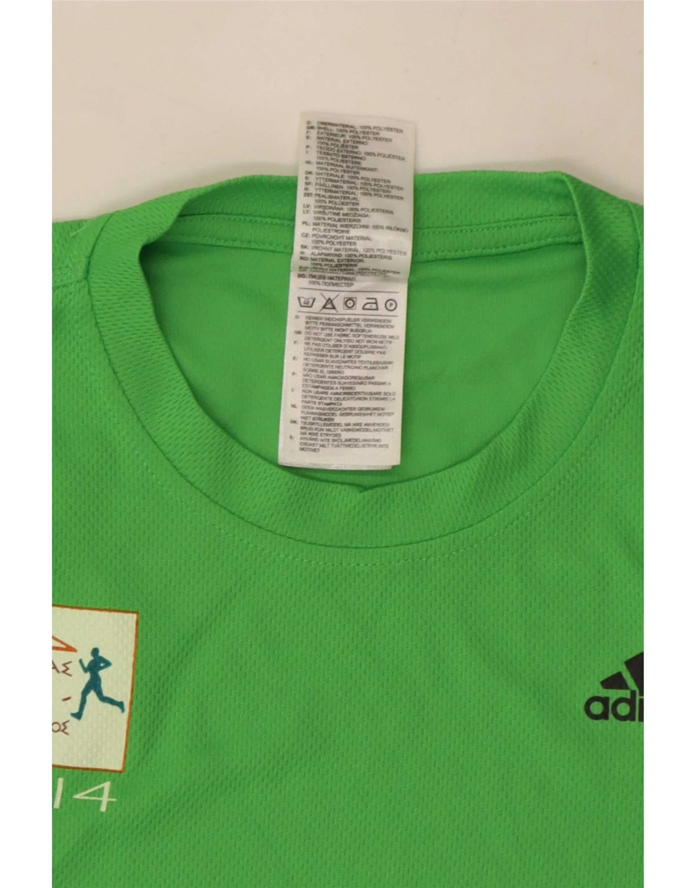 Adidas Mens Aohna Graphic T-Shirt Top Medium Green Polyester - Image 3