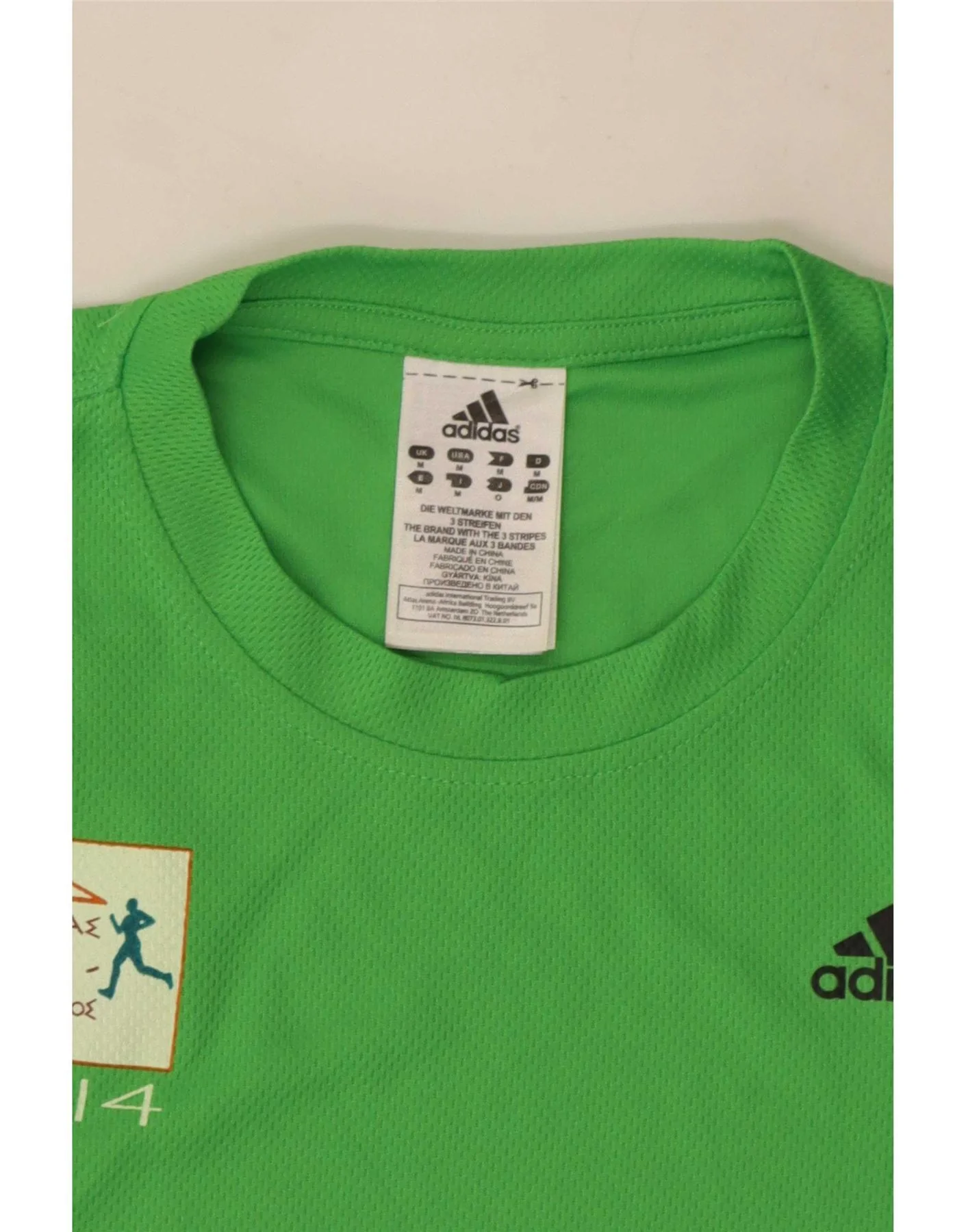Adidas Mens Aohna Graphic T-Shirt Top Medium Green Polyester - Image 4