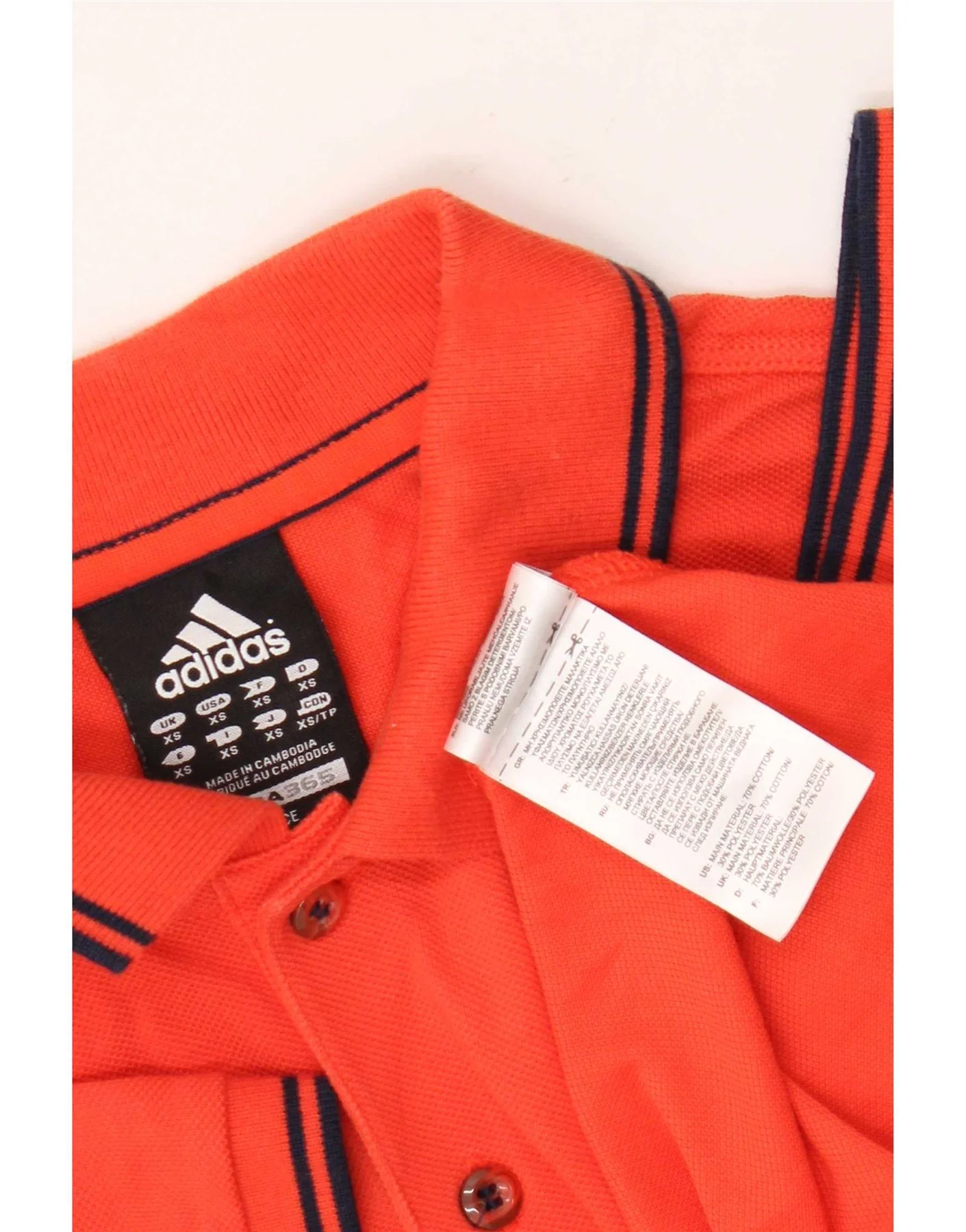 Adidas Mens Clima 365 Polo Shirt XS Orange Cotton - Image 3