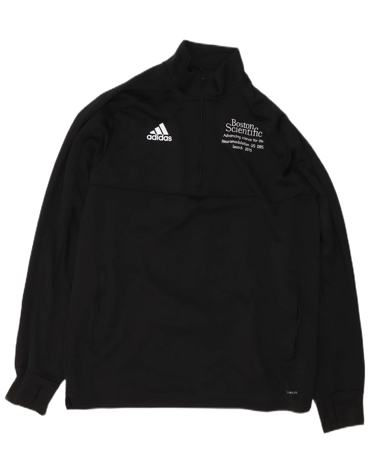 Adidas Mens Climalite Graphic Zip Neck Sweatshirt Jumper Large Black