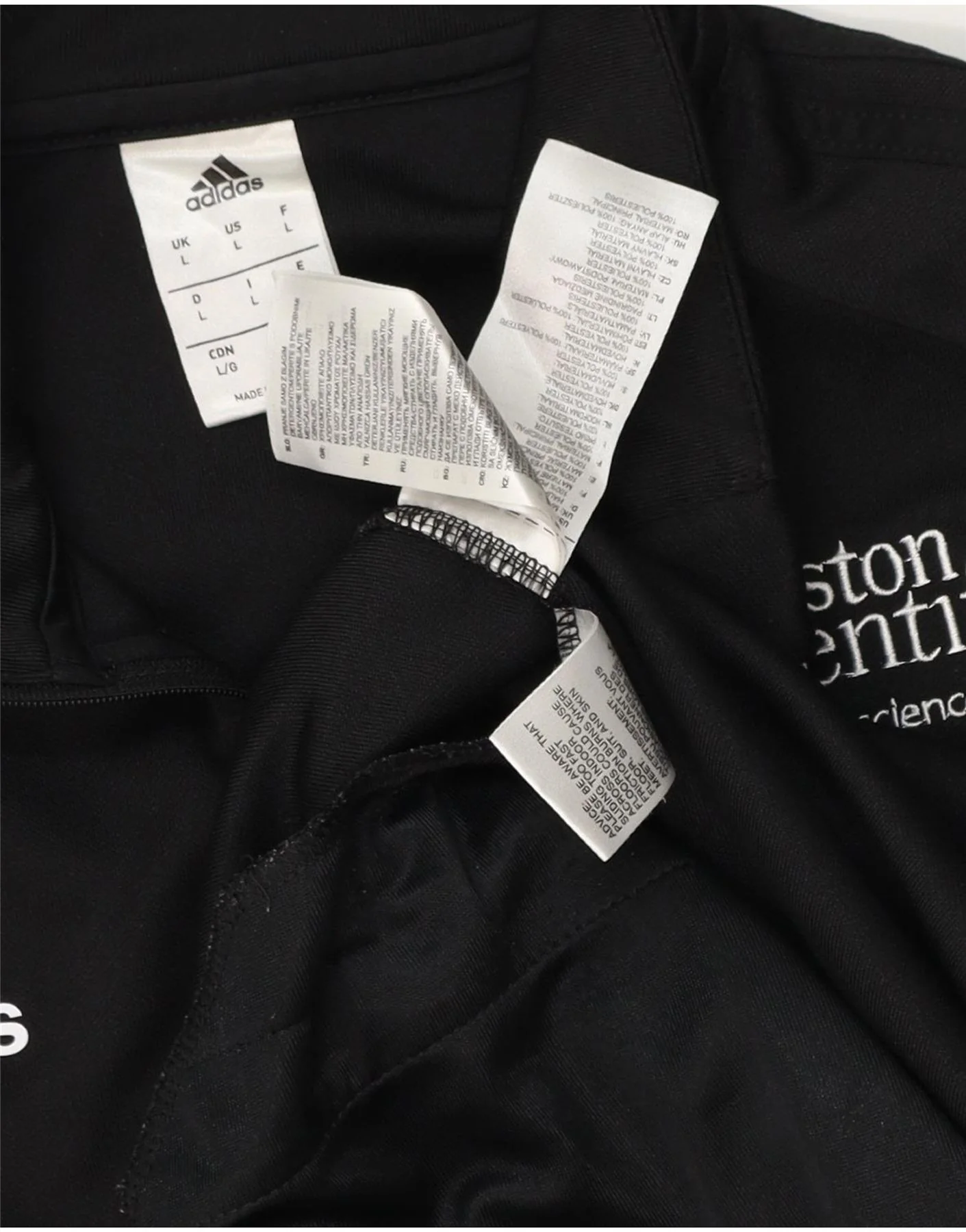 Adidas Mens Climalite Graphic Zip Neck Sweatshirt Jumper Large Black - Image 3