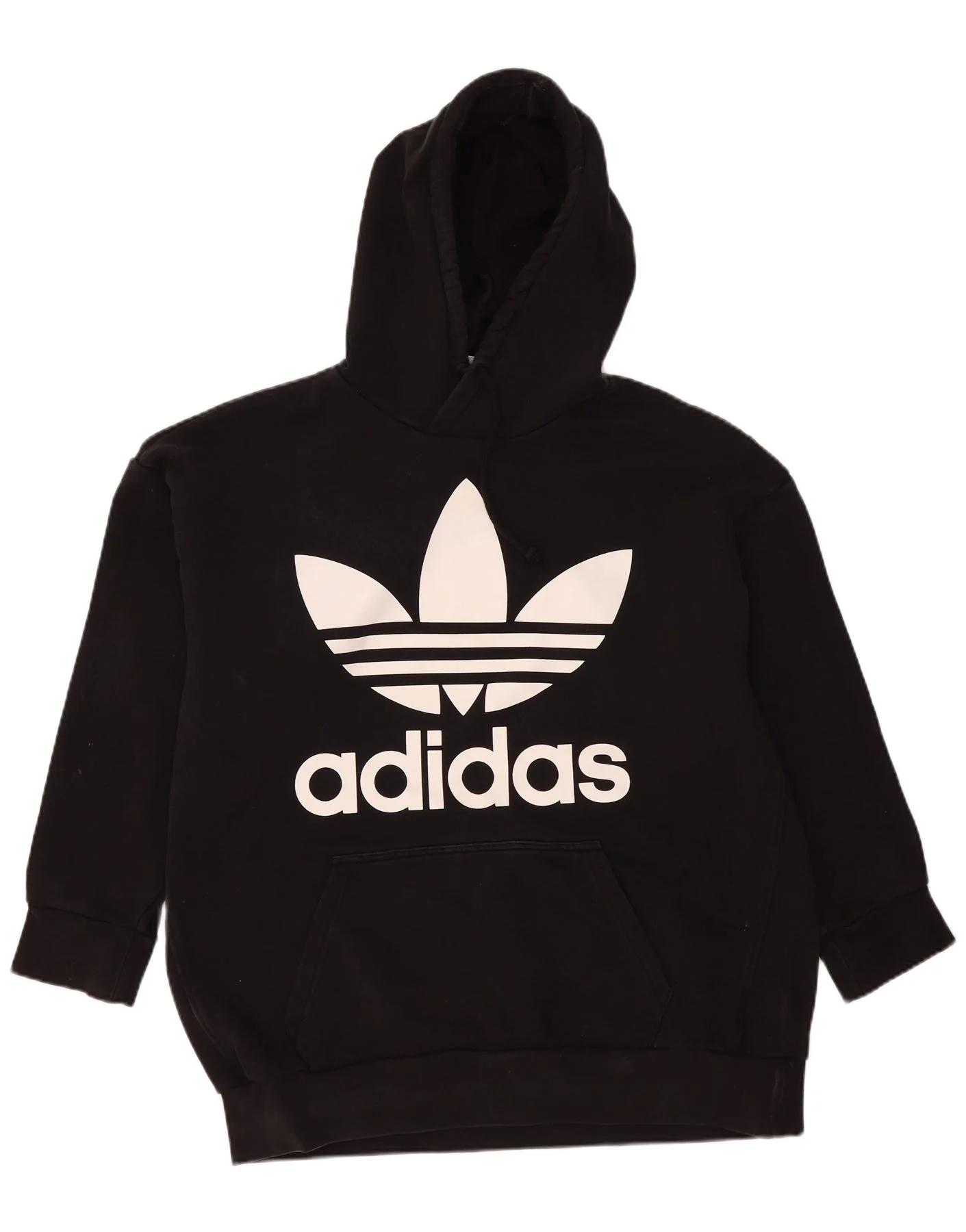 Adidas Mens Graphic Hoodie Jumper Large Black Cotton