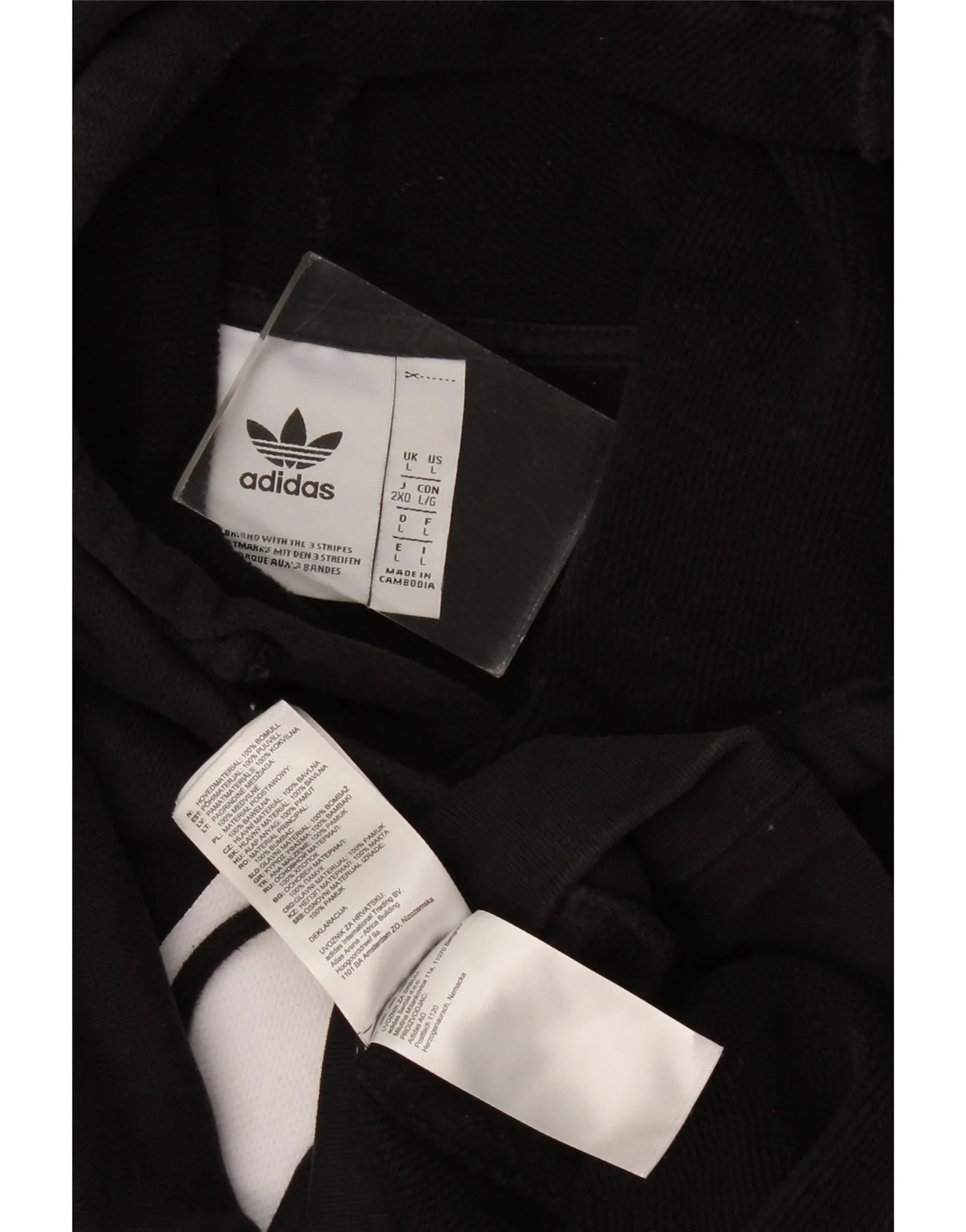 Adidas Mens Graphic Hoodie Jumper Large Black Cotton - Image 4