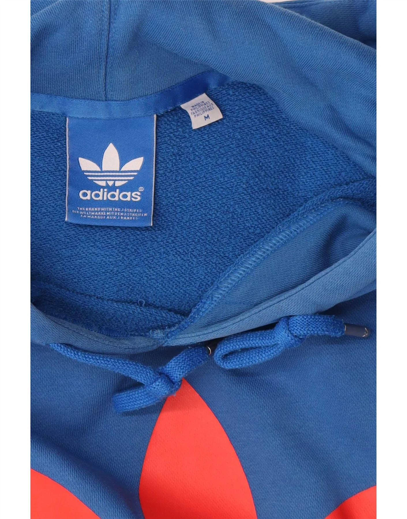 Adidas Mens Graphic Hoodie Jumper Medium Blue Cotton - Image 4
