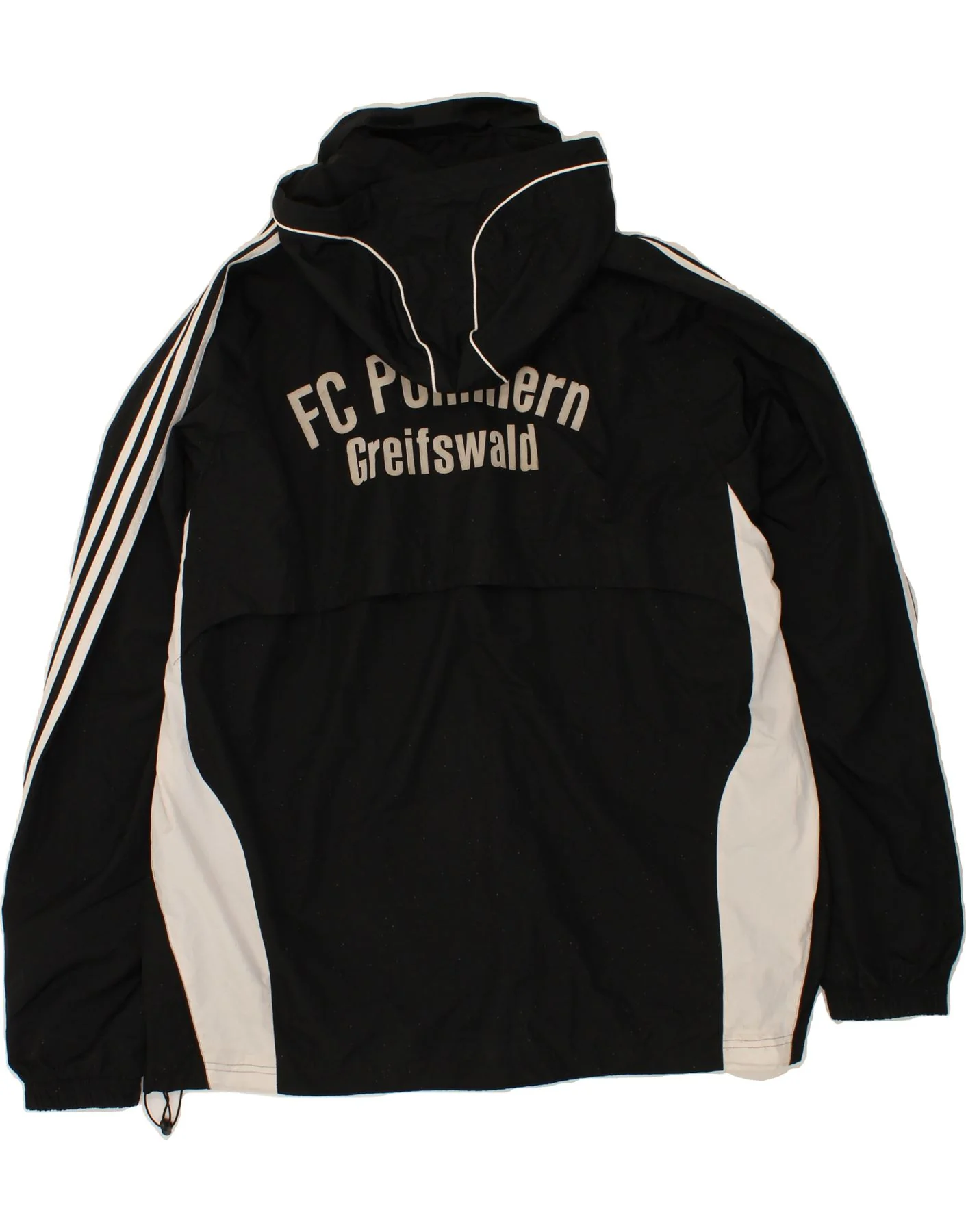 ADIDAS Mens Graphic Rain Jacket UK 48/50 XL Black Colourblock Polyester - Image 2