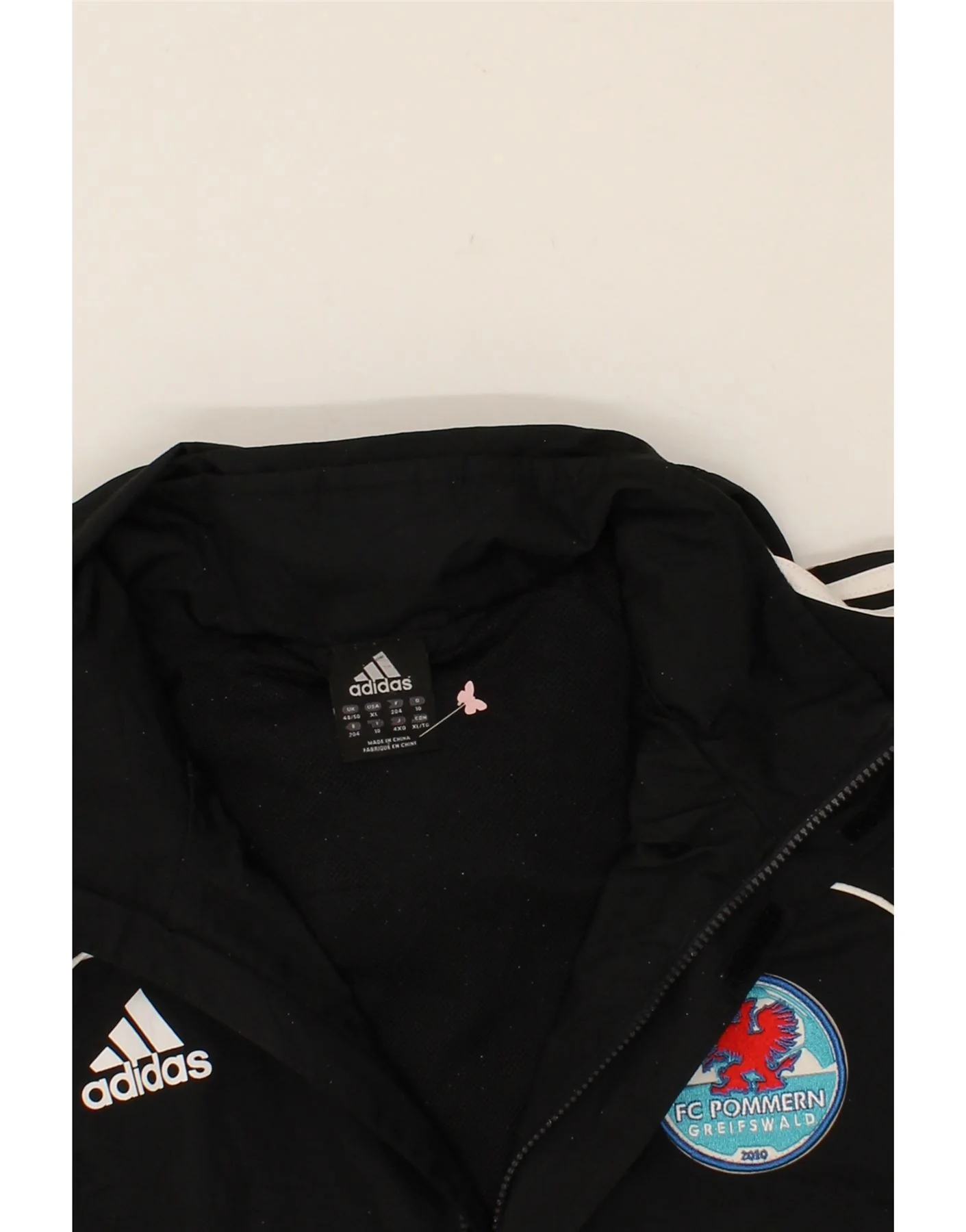 ADIDAS Mens Graphic Rain Jacket UK 48/50 XL Black Colourblock Polyester - Image 4