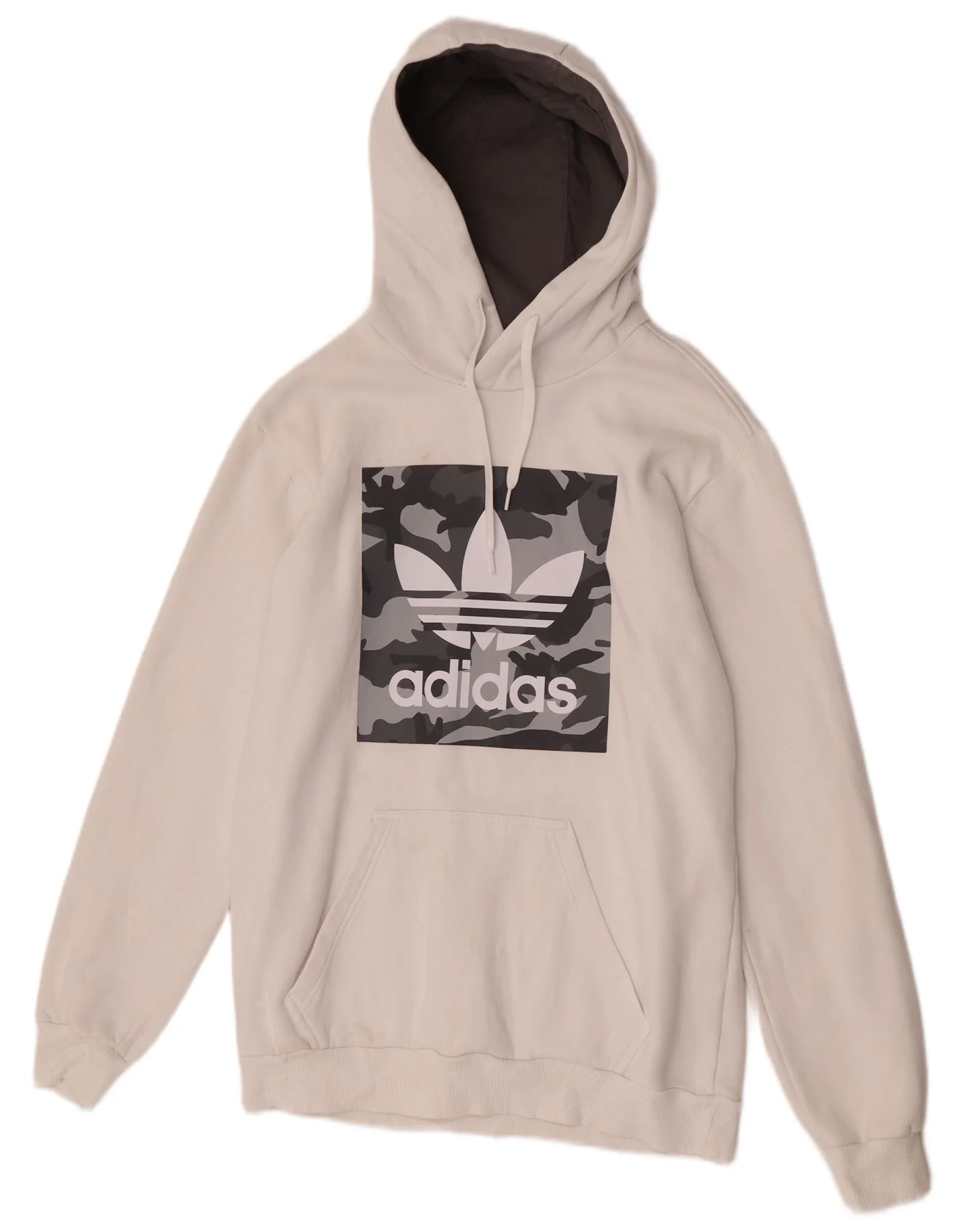 Adidas Mens Graphic Regular Fit Hoodie Jumper Medium White Cotton
