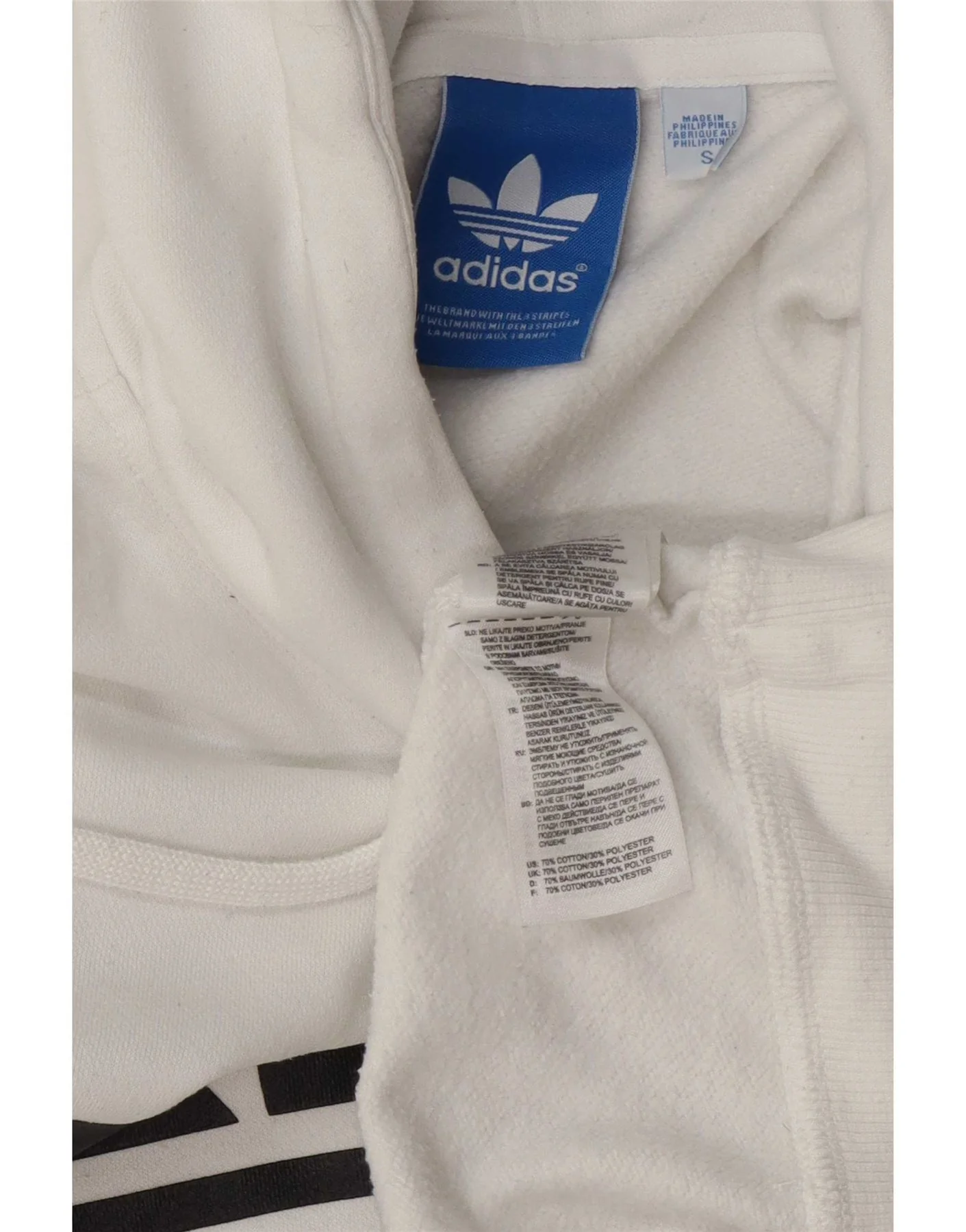 Adidas Mens Graphic Regular Fit Hoodie Jumper Small White Cotton - Image 4