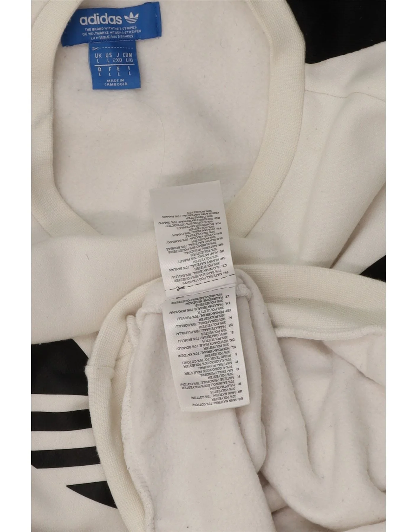Adidas Mens Graphic Sweatshirt Jumper Large White Colourblock Cotton - Image 3