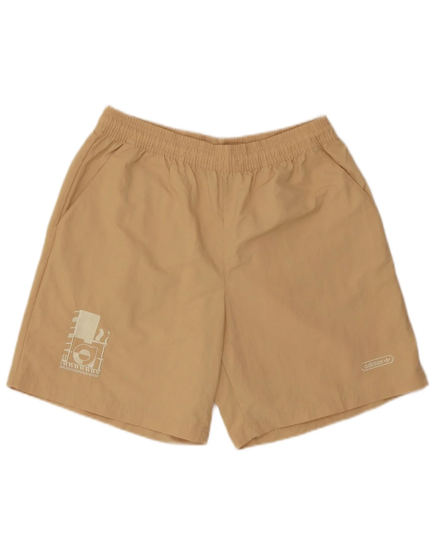Adidas Mens Graphic Swimming Shorts Medium Beige Polyester