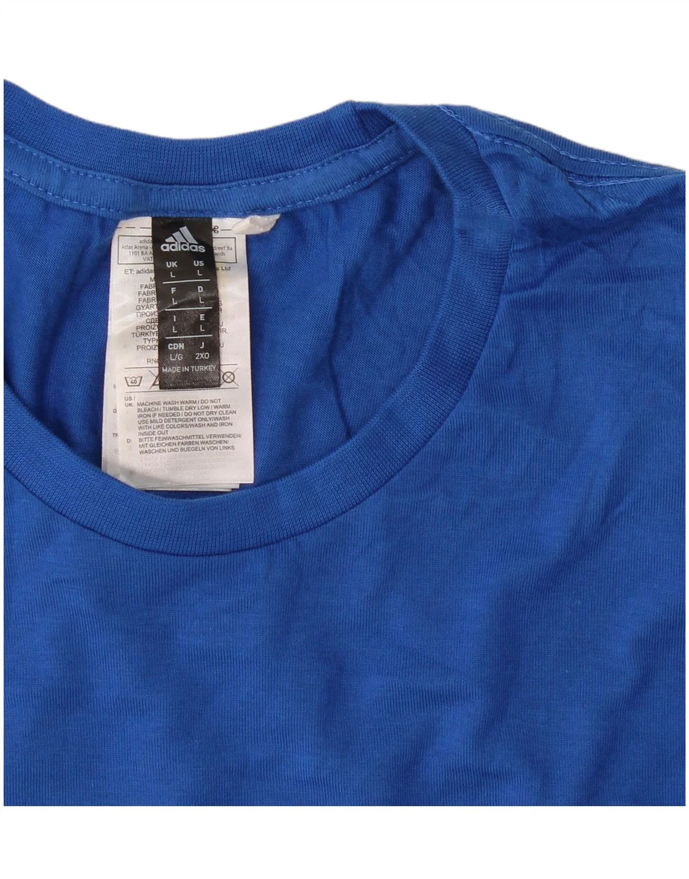 Adidas Mens Graphic T-Shirt Top Large Blue Cotton - Image 3